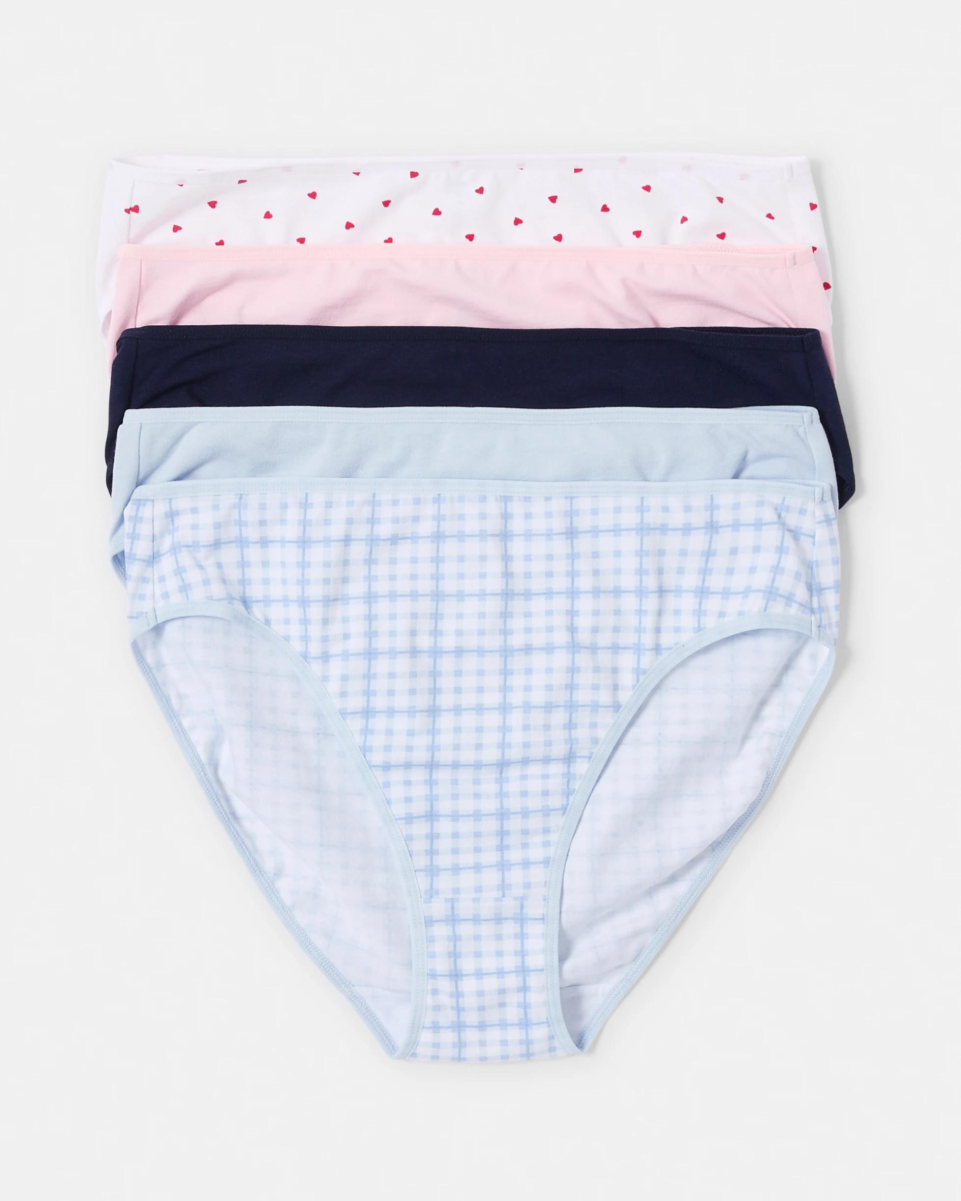 1 5 Pack Cotton Stretch Hi-Cut Briefs Mini Heart, 1 of 10