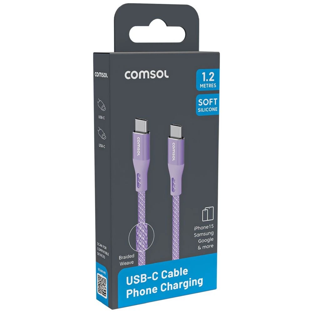 2 Comsol USB-C Cable 1.2m Purple, 2 of 4