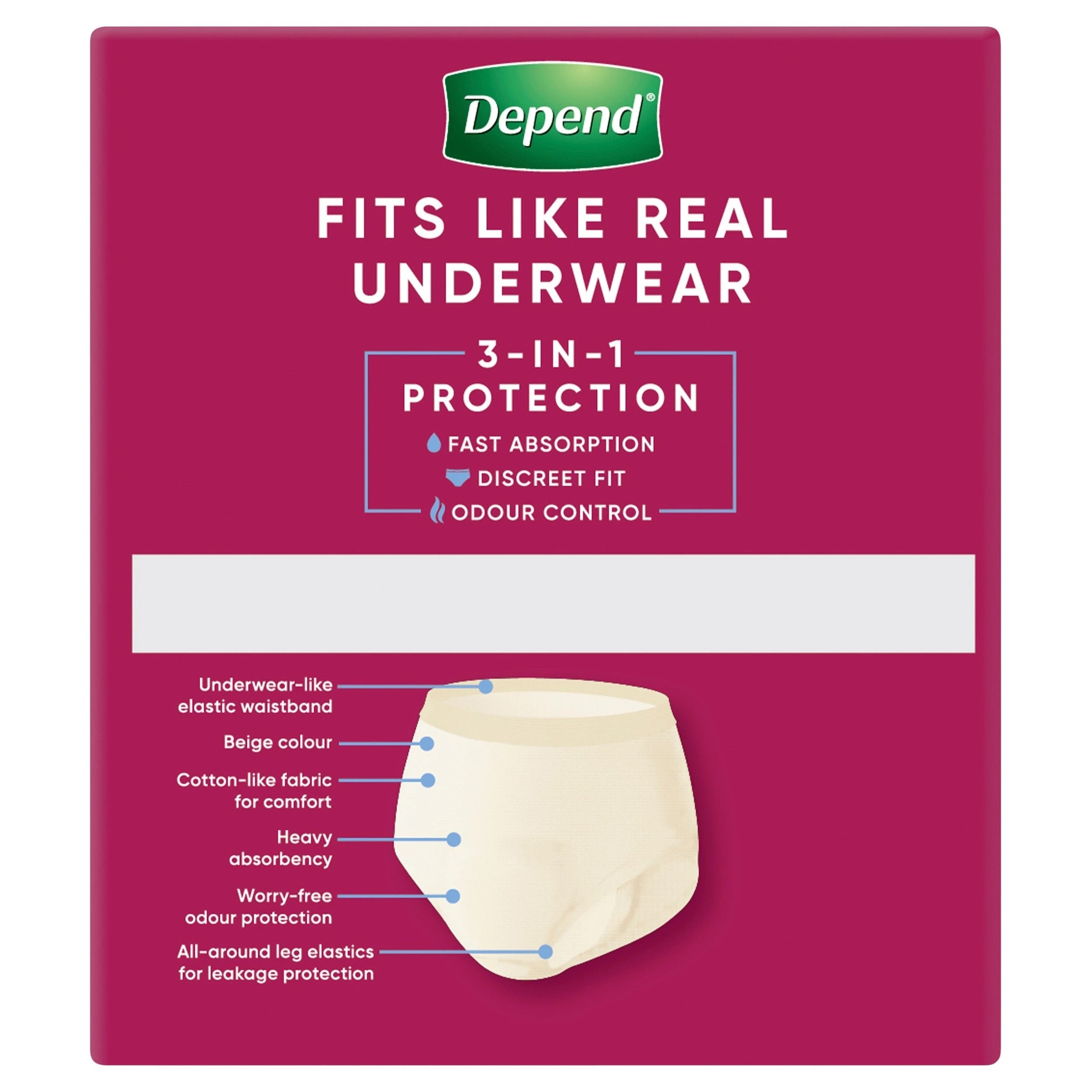 2 Depend Women Real Fit Underwear Regular Large 8 Pack, 2 of 3