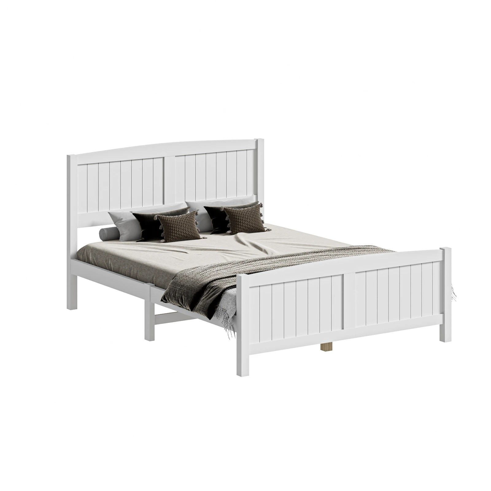 1 Oikiture Bed Frame Double Size Wooden Base Timber Platform
 - White, 1 of 10