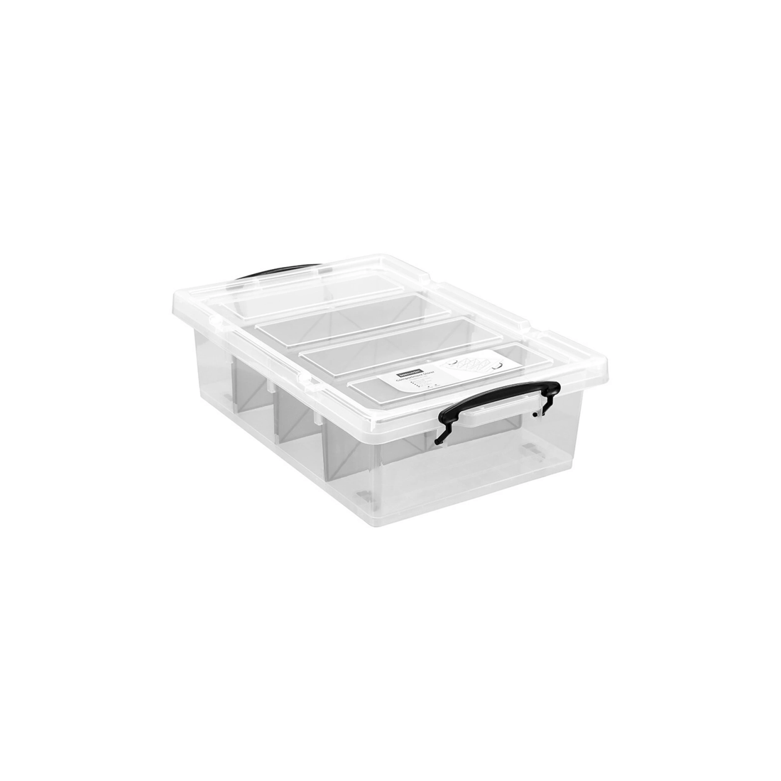 1 Boxsweden 4 Section Storage Container 57x38cm 25l Clip Lock Lid Stackable
 - Clear, 1 of 5