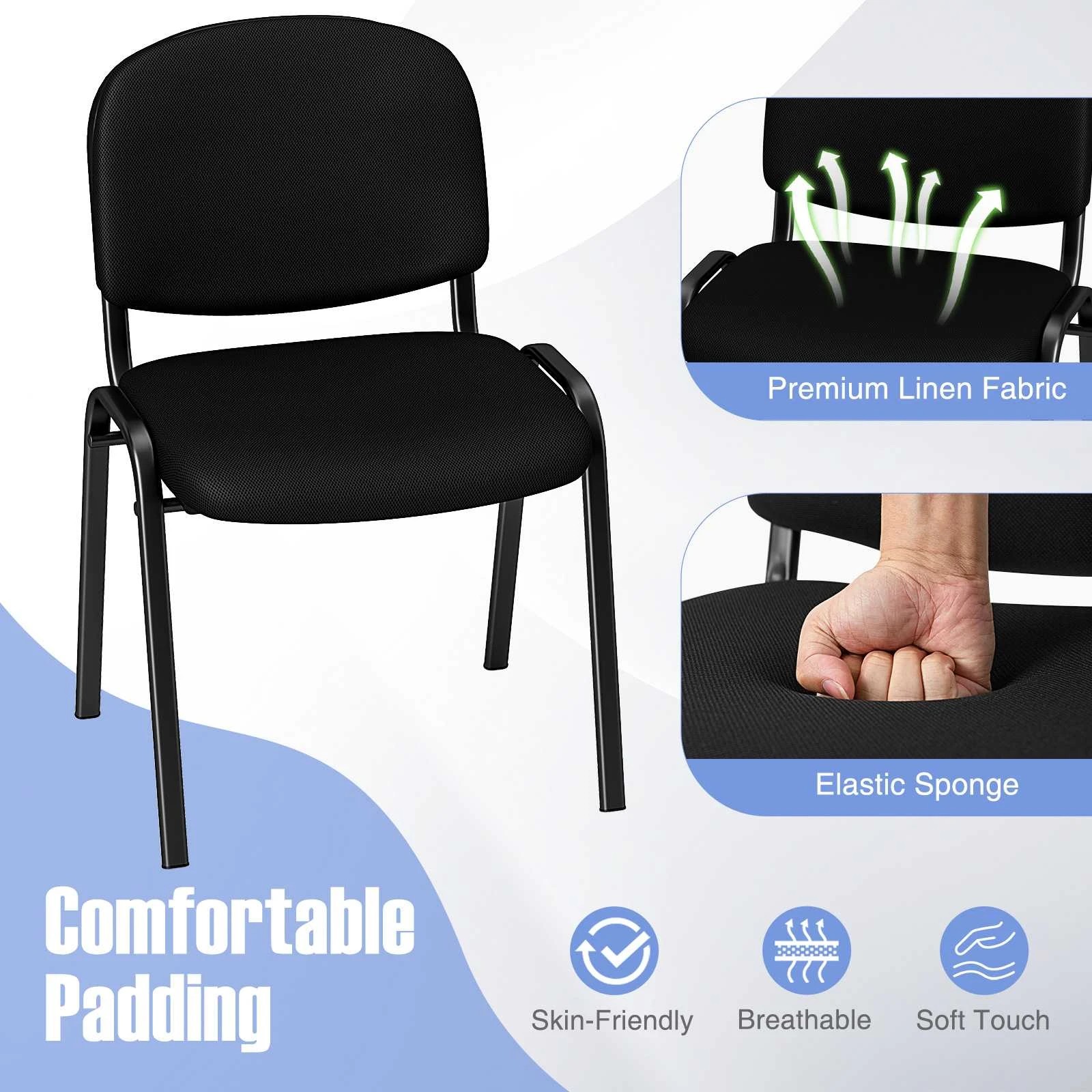 4 Costway 5x Stackable Office Conference Chairs Meeting Reception Chair, 4 of 10