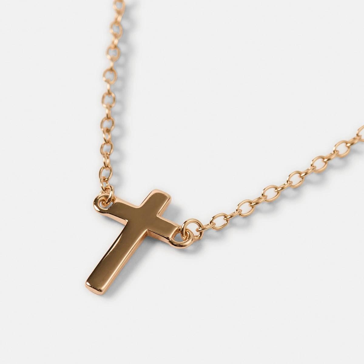 1 Sterling Silver Cross Necklace Gold, 1 of 4