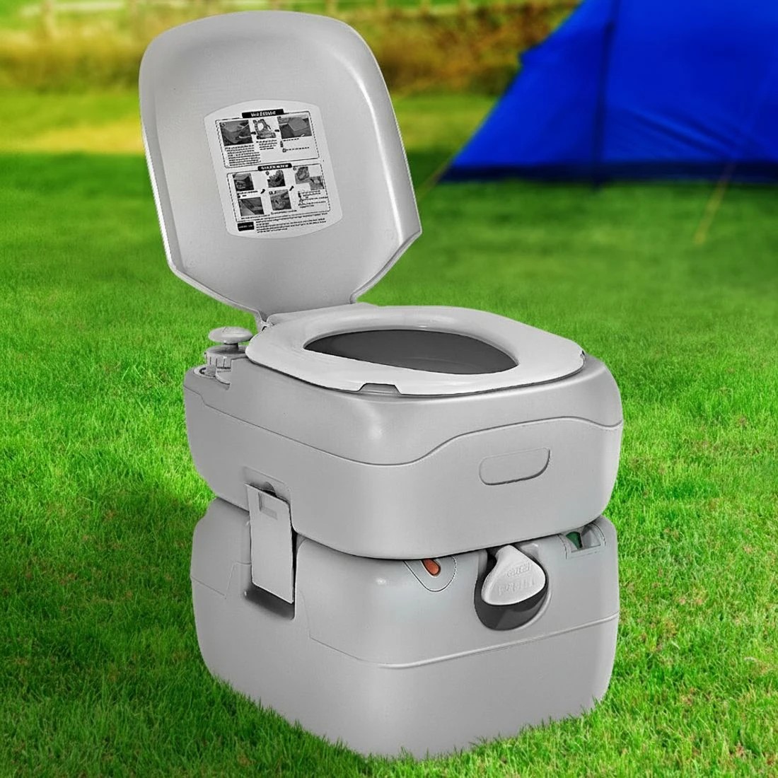 7 Weisshorn 22L Portable Camping Toilet Outdoor Flush Potty Boating - Grey, 7 of 7