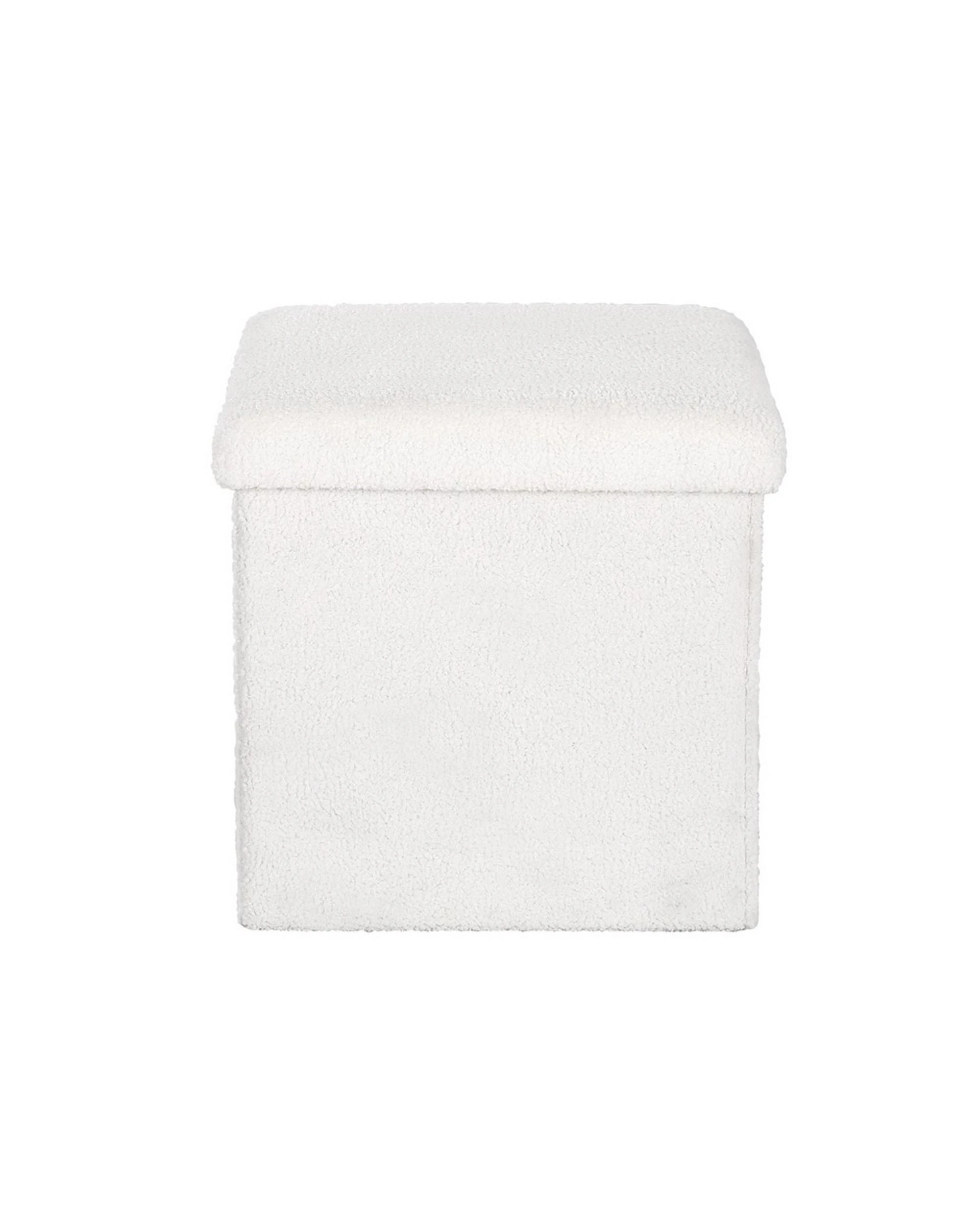 3 Artiss Ottoman Storage Foot Stool Vanity Square Teddy - White, 3 of 6