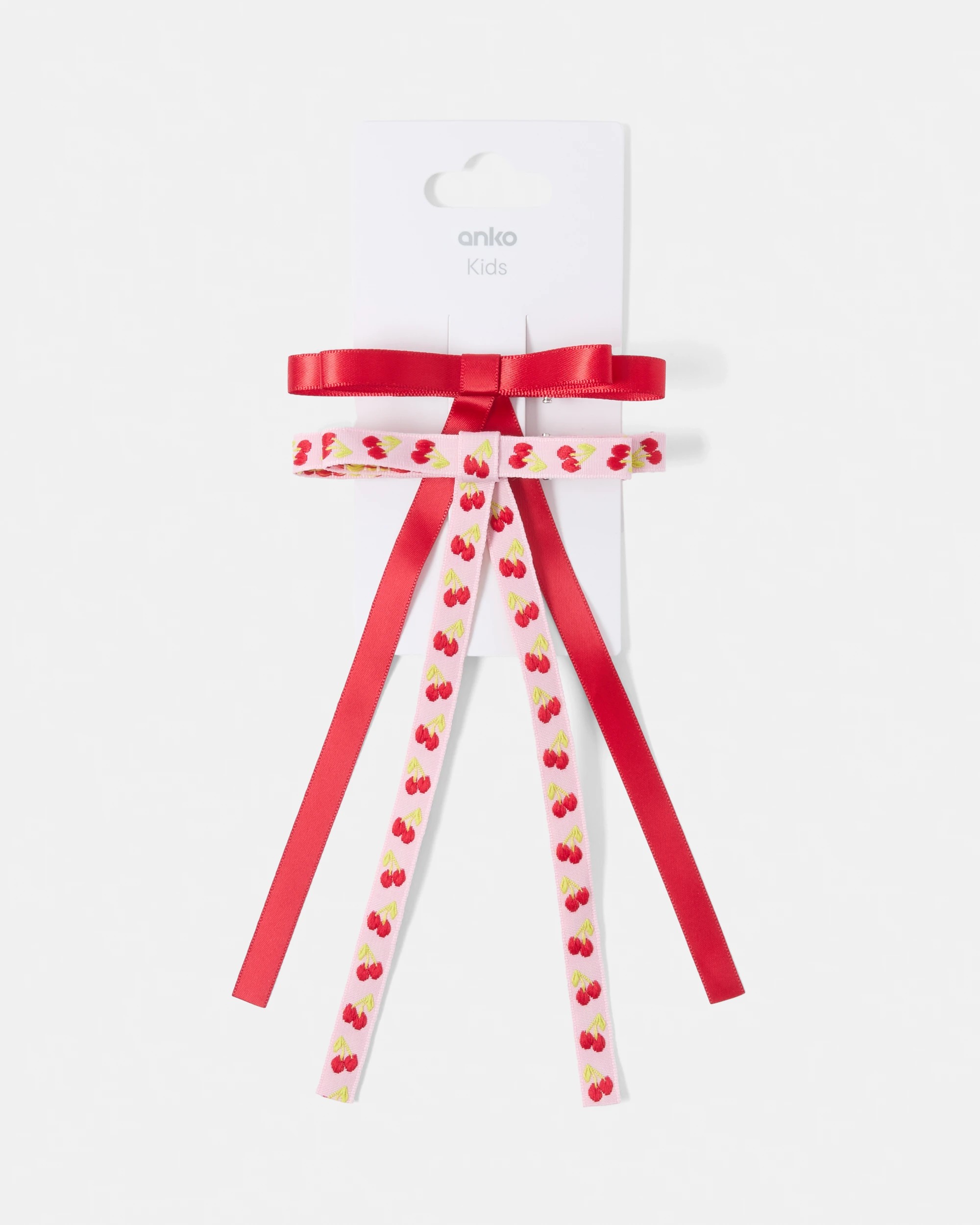 4 2 Pack Red and Pink Long Bow Hair Clips, 4 of 4