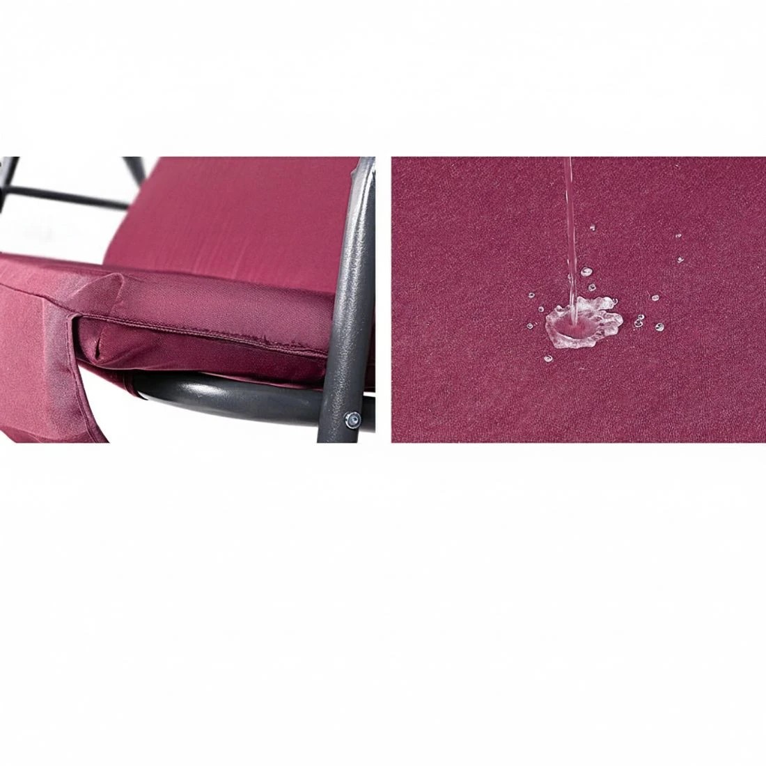 3 Gardeon Outdoor Swing Chair Garden Bench Furniture Canopy 3 Seater Wine - Burgundy, 3 of 6