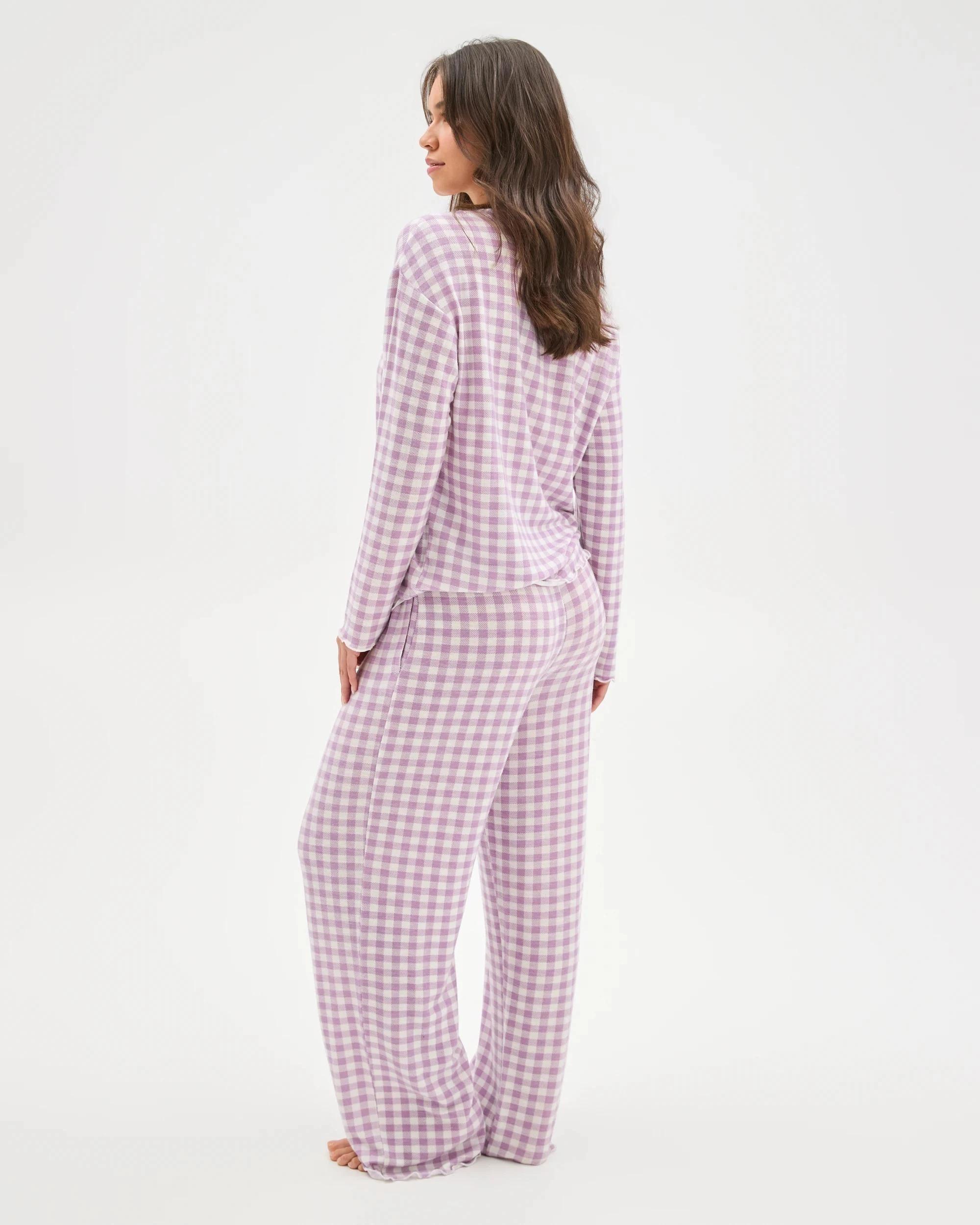 6 Target Woman Cosy Slub Knit Sleep Top PURPLE GINGHAM, 6 of 6