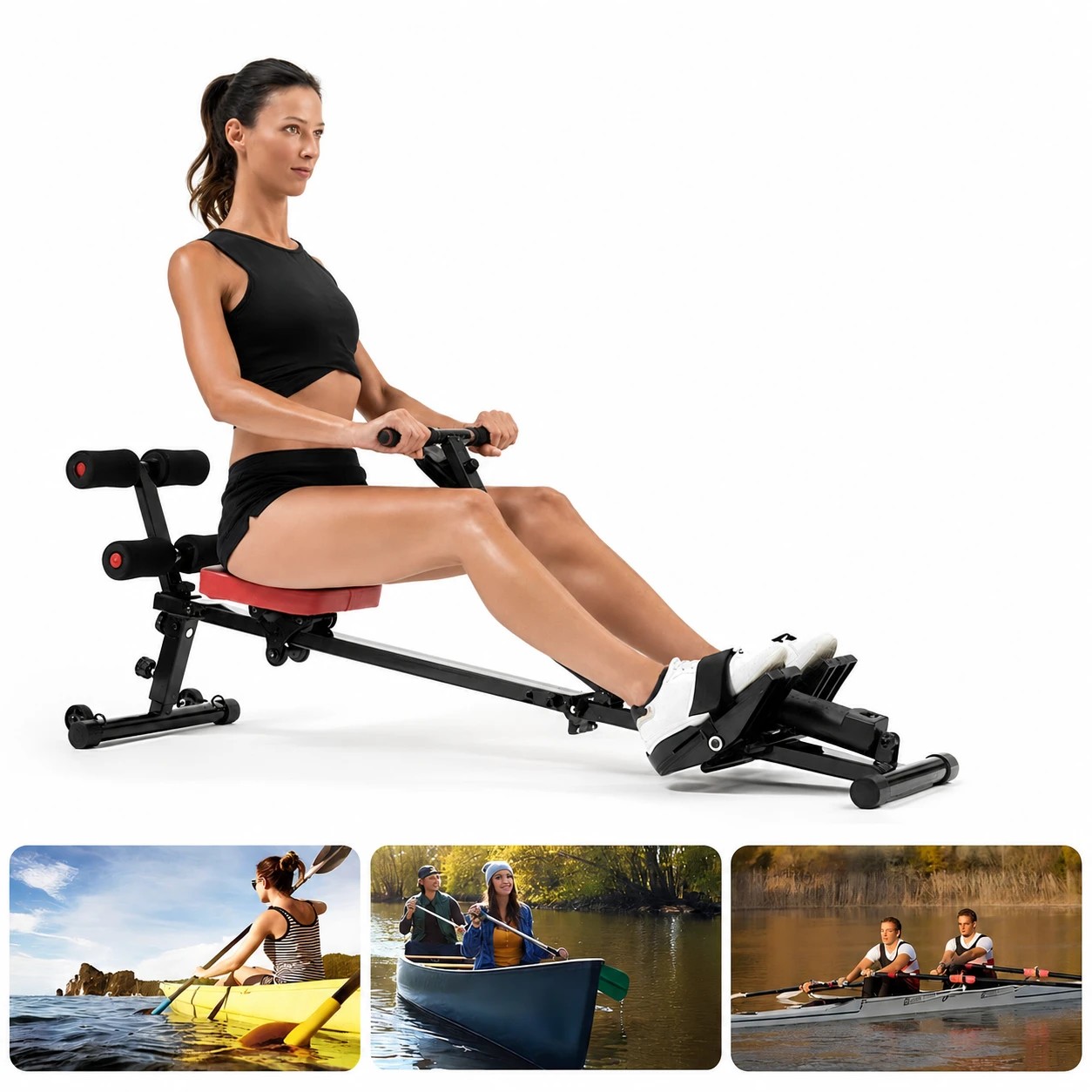 4 Fitness Master Resistance Water Rowing Machine Rower Cardio Hydraulic 12 Level, 4 of 10