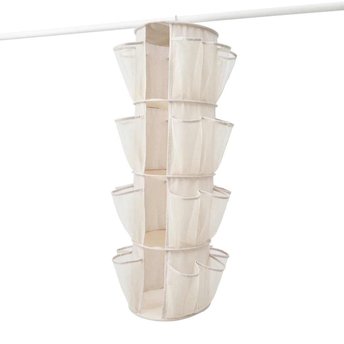 4 Linen Look Wardrobe Shoe Storage - Beige, 4 of 9