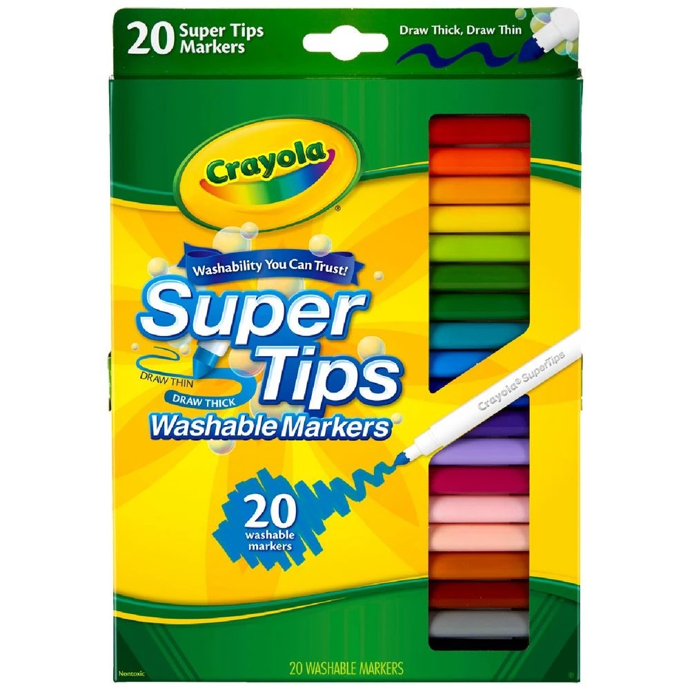 1 Crayola Super Tips Coloured Markers 20 Pack, 1 of 2