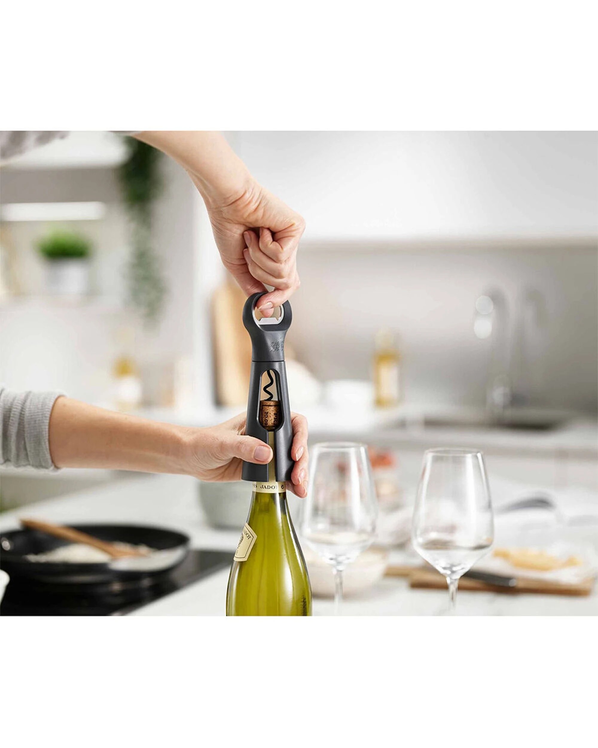 3 Joseph Joseph BarStar 3-in-1 Corkscrew Bottle Opener 2PK Compact Design - Grey, 3 of 5