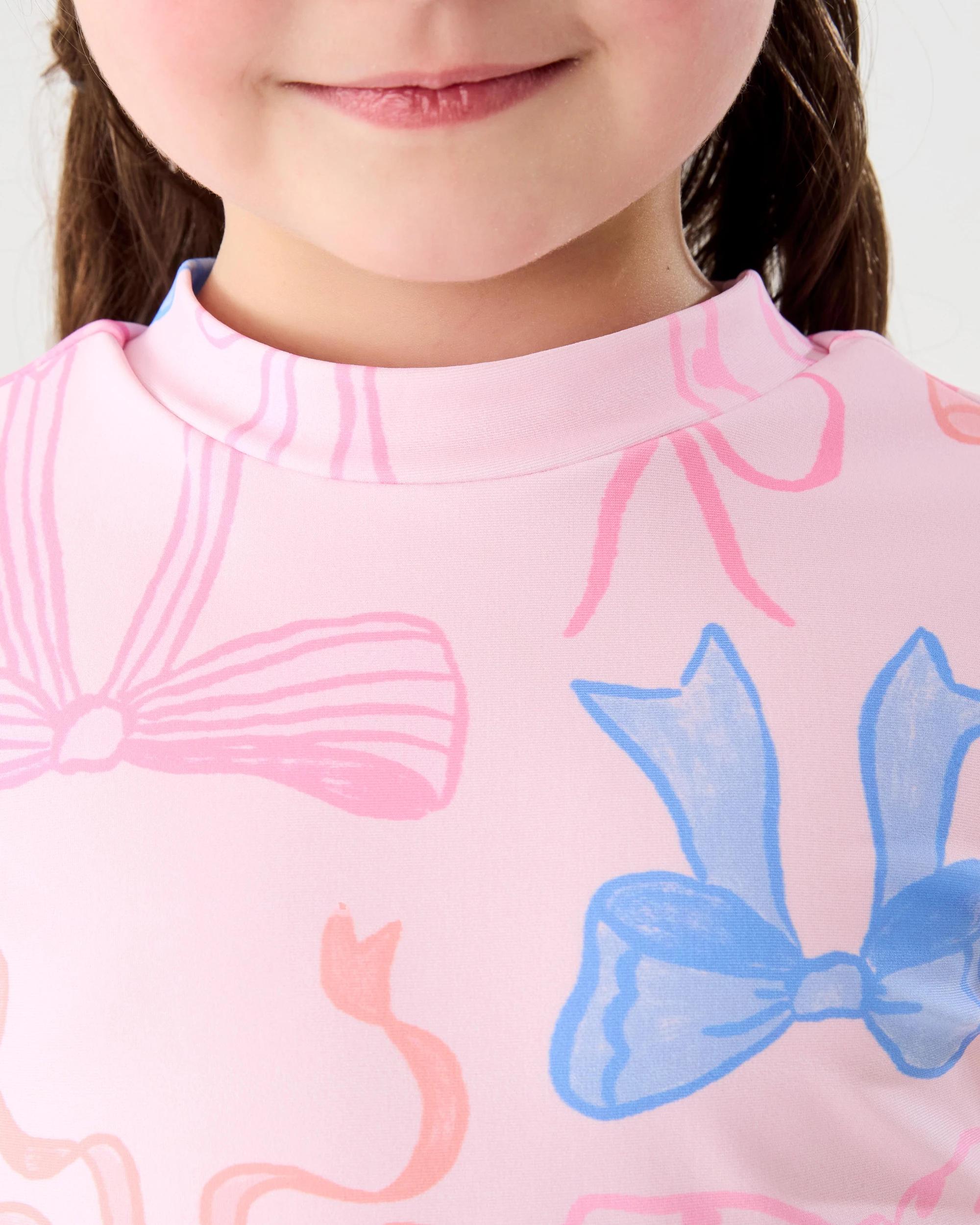 3 2 Piece Long Sleeve Rash Swim Set Pink Bows, 3 of 6