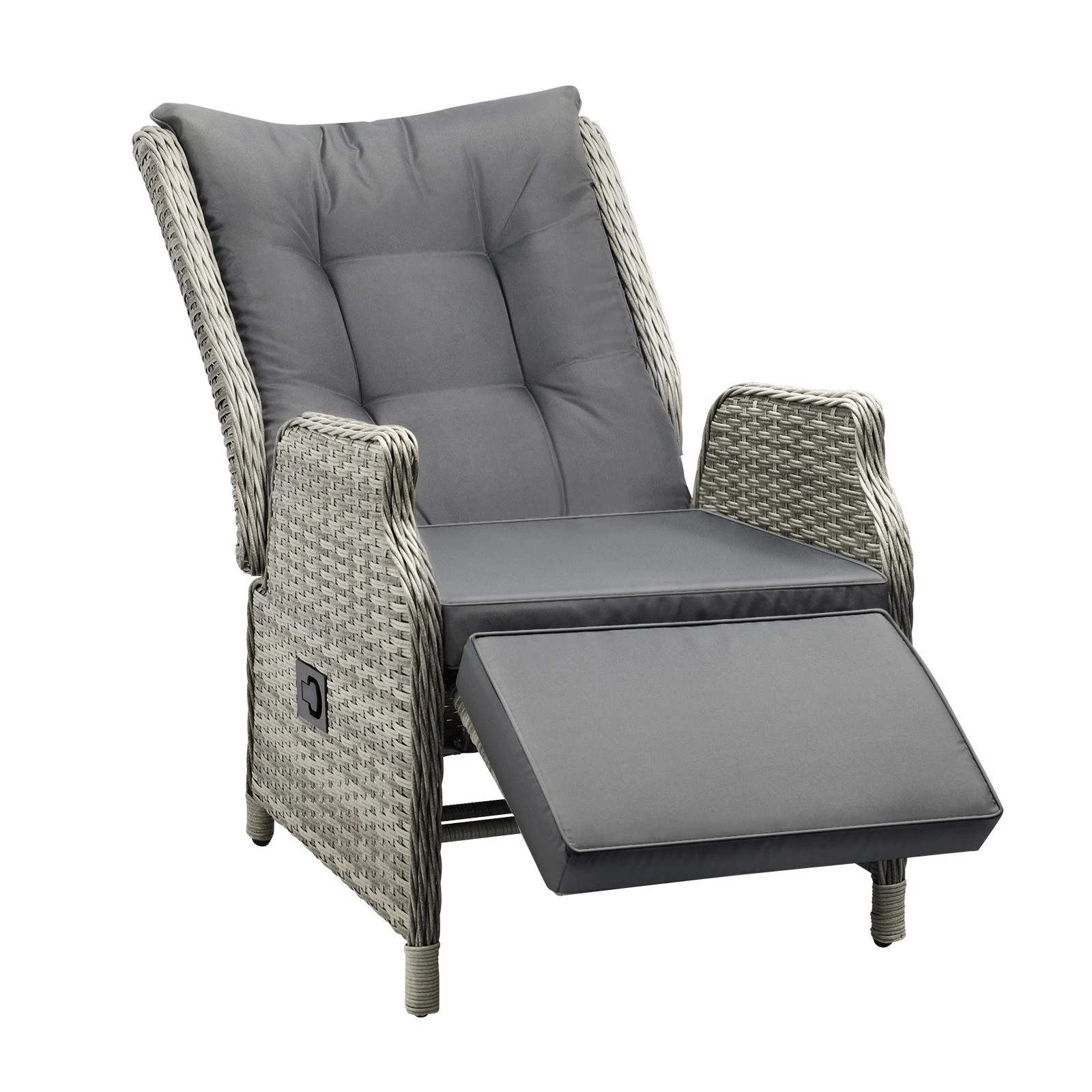 1 Livsip Recliner Chairs Outdoor Sun Lounge Wicker Garden Sofa Patio Furniture
 - Grey, 1 of 9