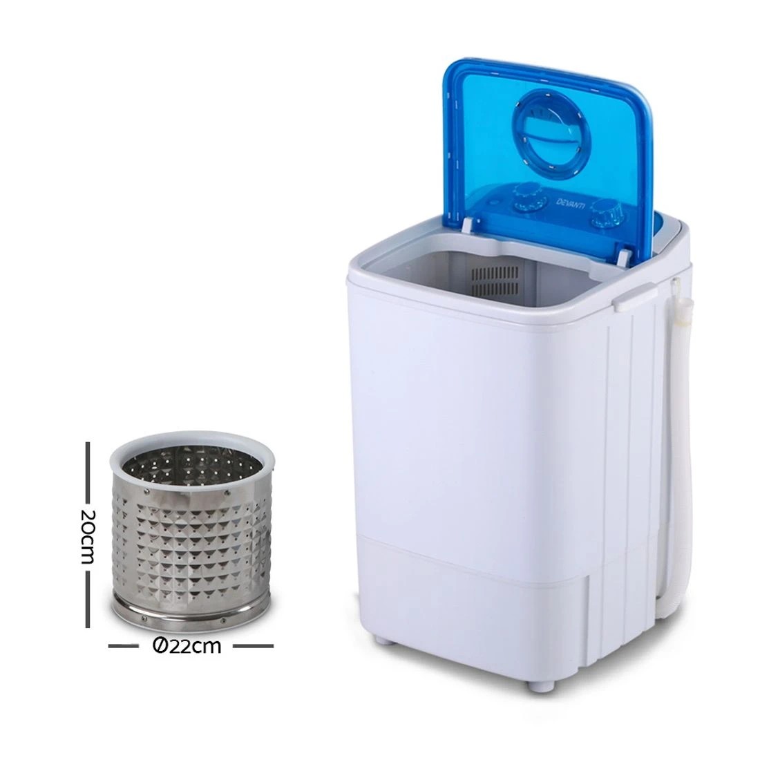 3 Devanti Portable Washing Machine 4.6KG - Blue, 3 of 7