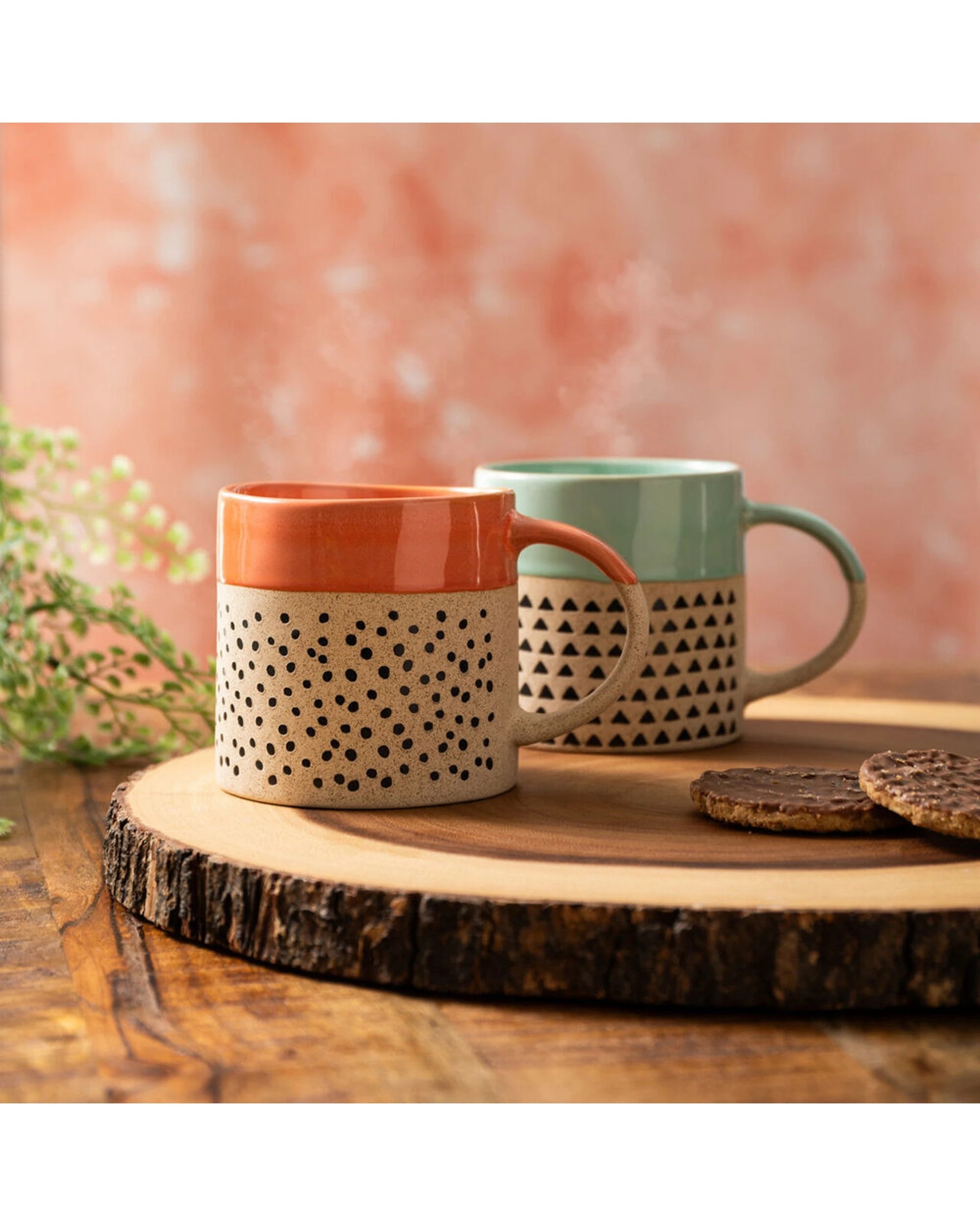 6 Mikasa 4PK Wax Resist Glaze Coffee Mug Clay 390ml - Green, 6 of 7