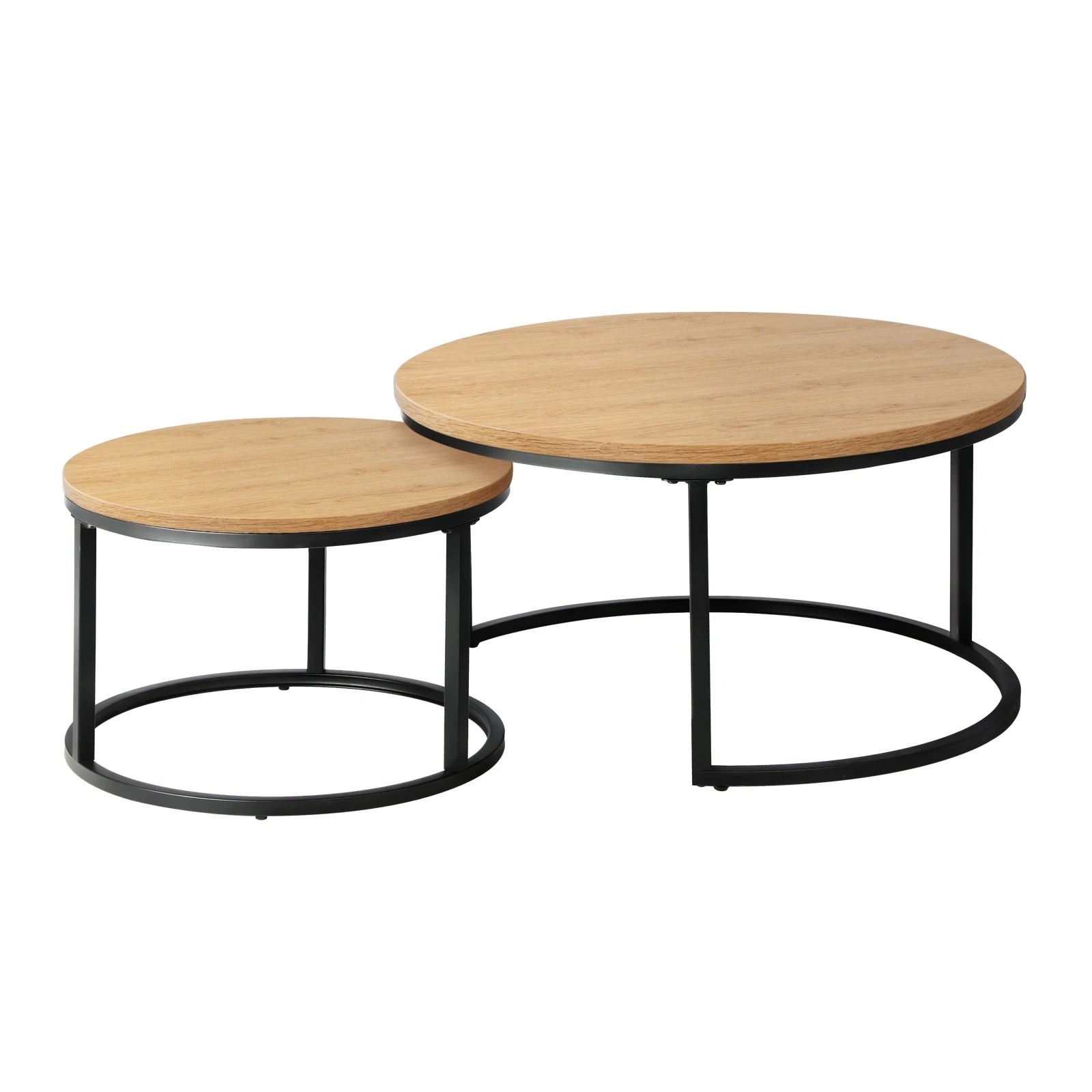 1 Oikiture Set Of 2 Coffee Table Round Nesting Side End Table
 - Natural, 1 of 10