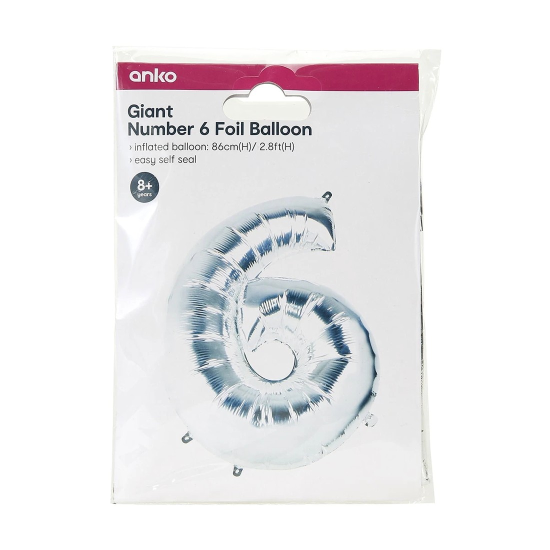 5 Giant Number 6 Foil Balloon, 5 of 5