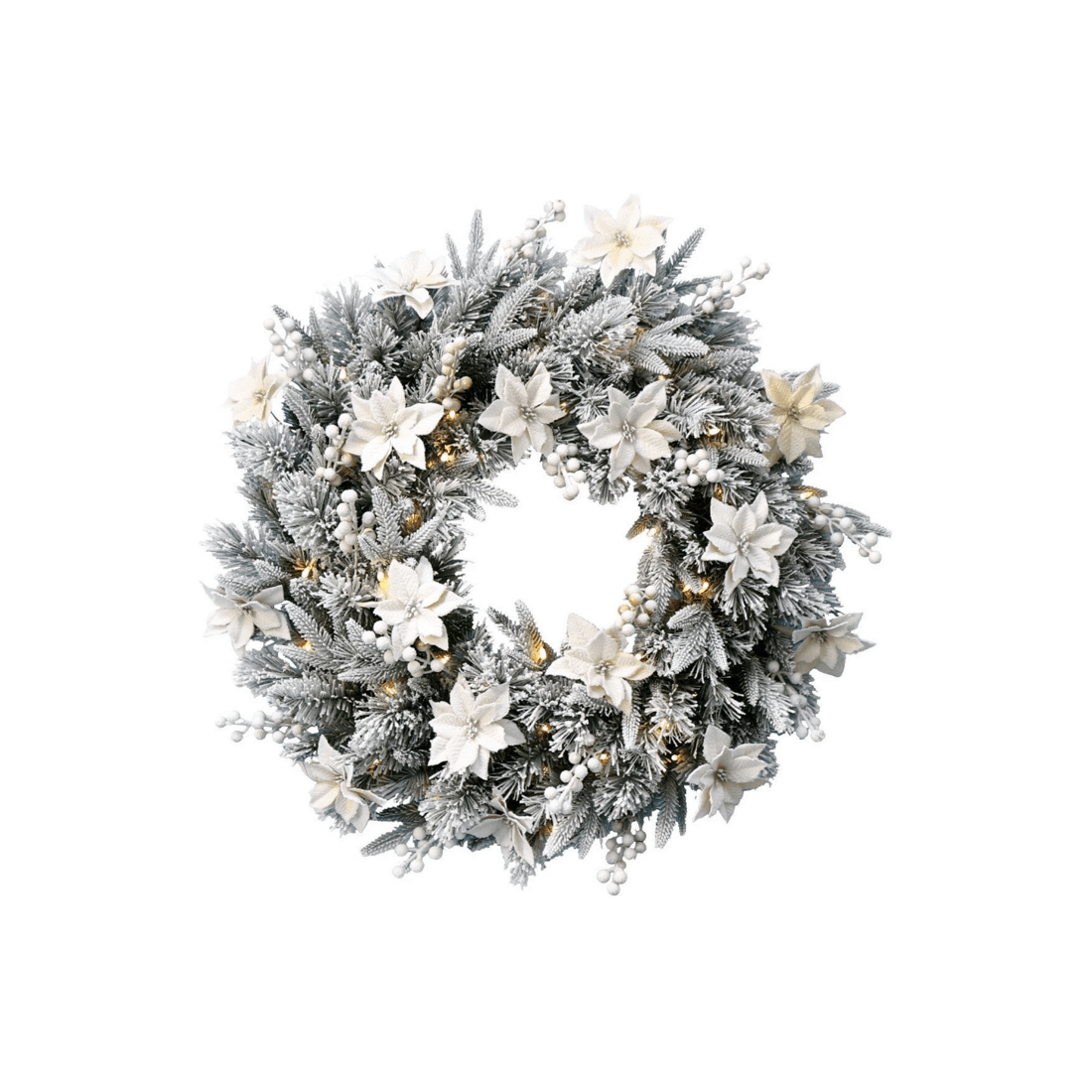 1 Christabelle 61cm Snow Christmas Wreath Colonial With Led Lights Front Door Decoration Ornament, 1 of 5