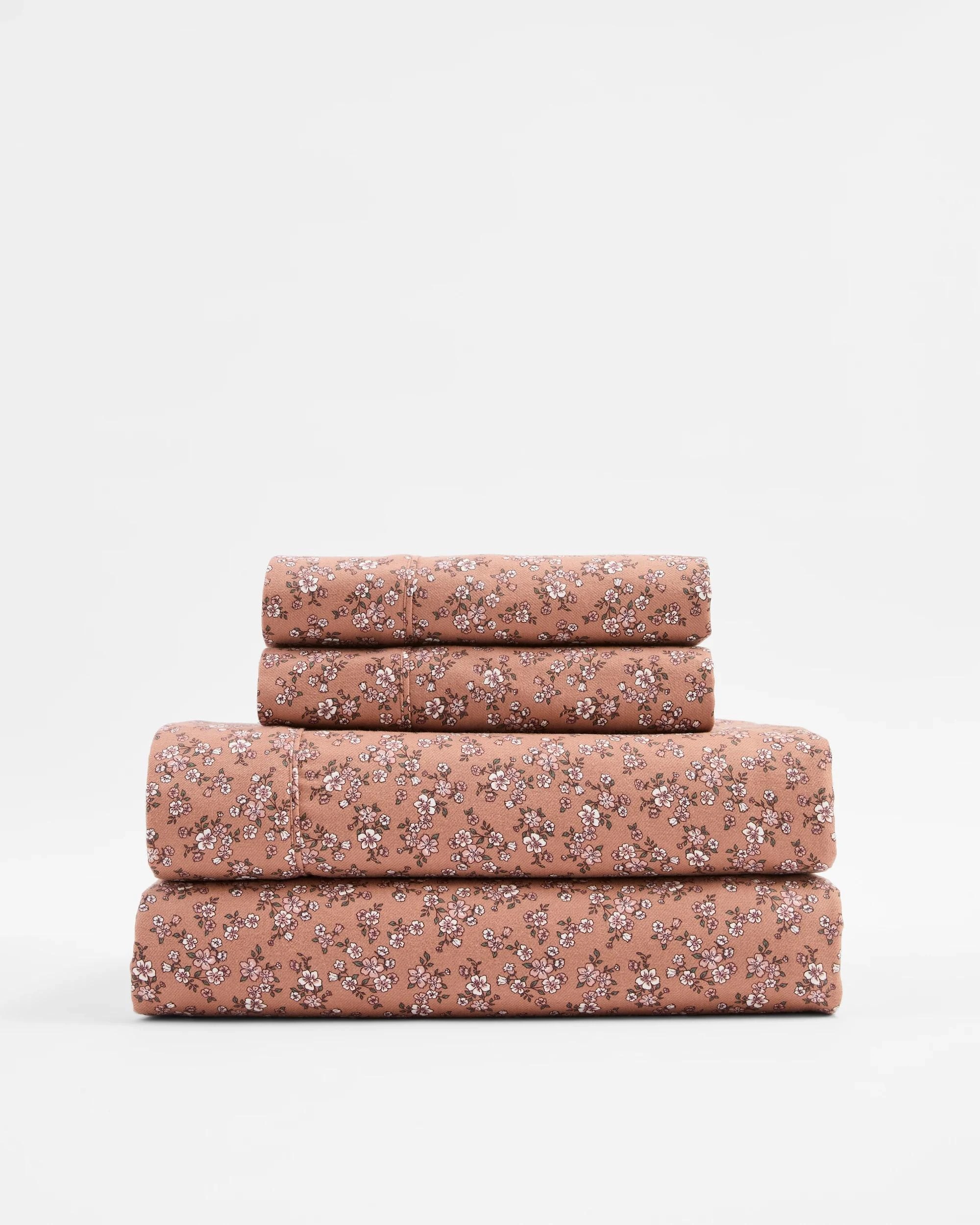 4 Target Annica Floral Flannelette Sheet Set - Queen Bed - Brown, 4 of 4