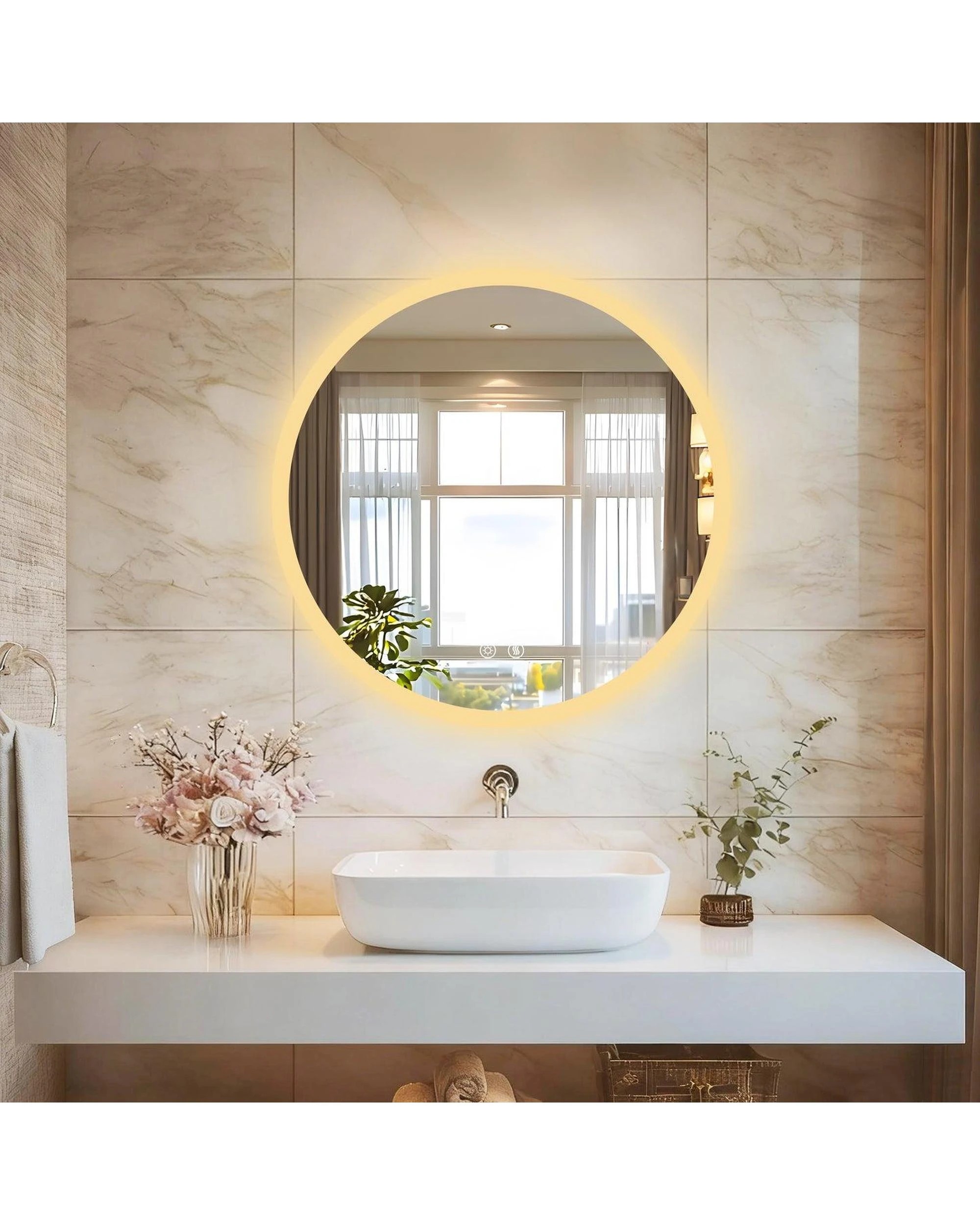 4 OAKORY 60cm Round LED Bathroom Mirror with 3 Adjustable Colour Light Anti-Fog, 4 of 4