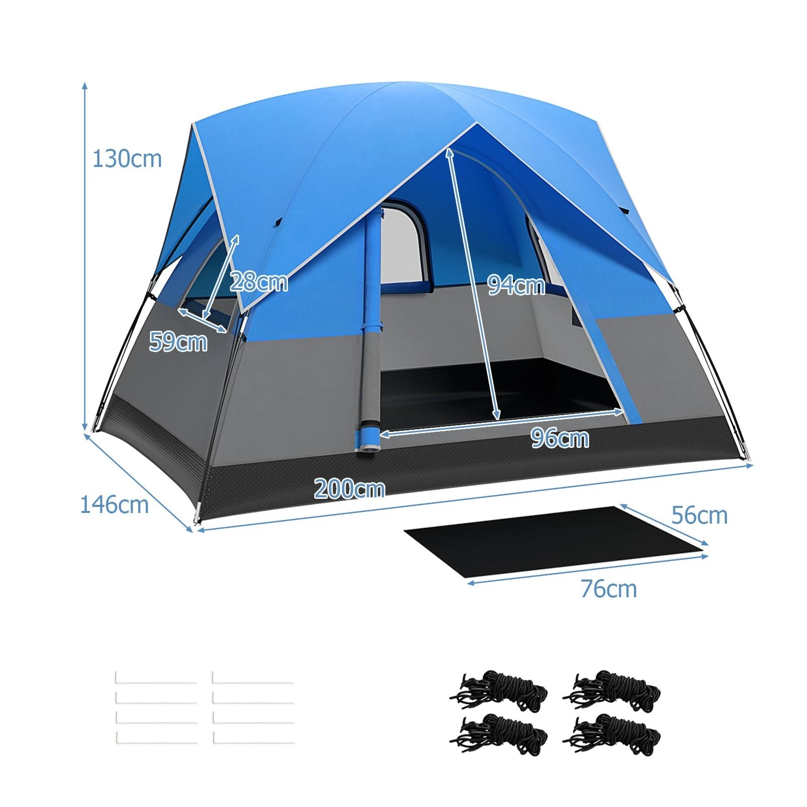 2 Costway 3-Person Outdoor Tent Waterproof Portable Double-Layer Tent Family Camping Hiking, 2 of 2