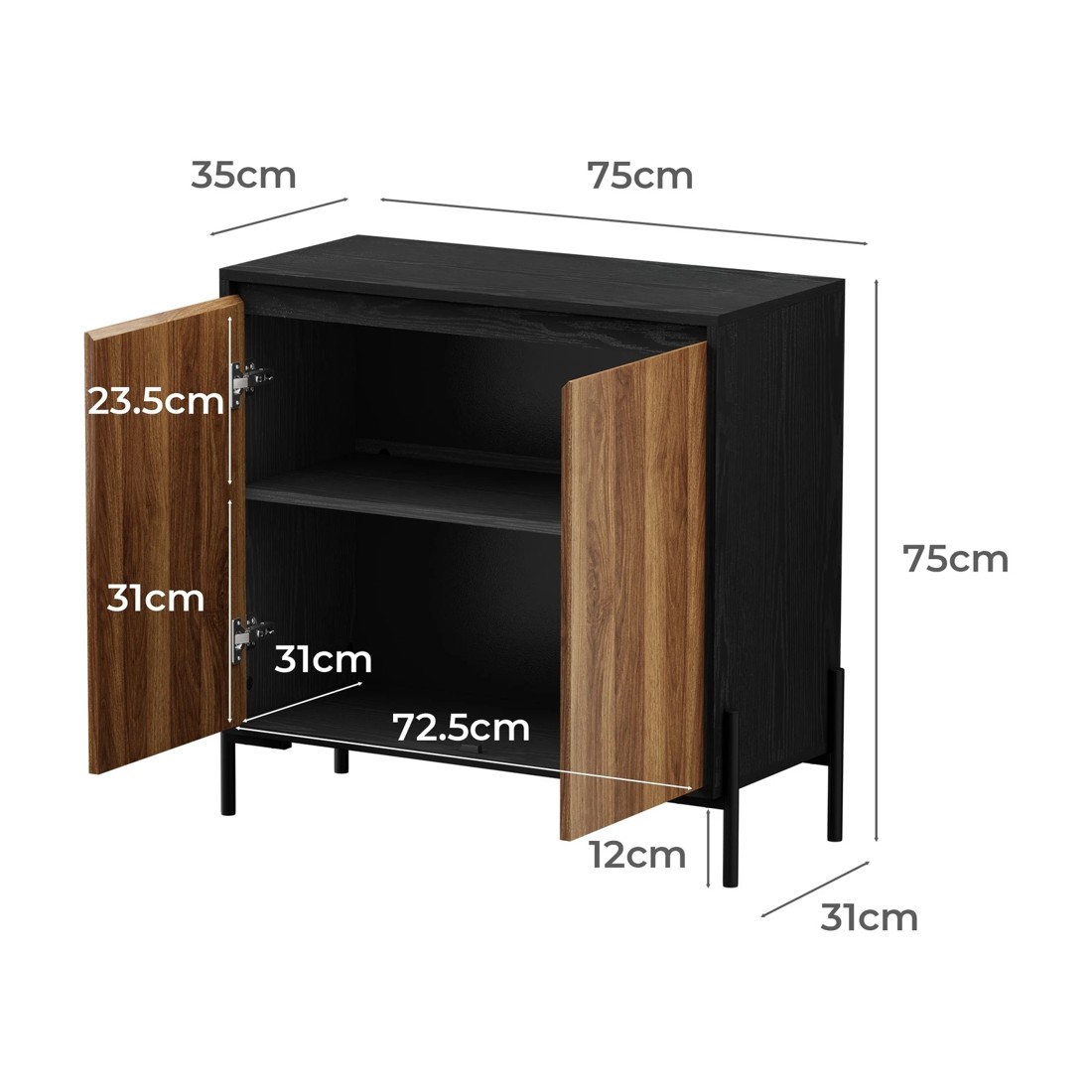 7 Oikiture Buffet Sideboard 2 Doors - Brown, 7 of 10