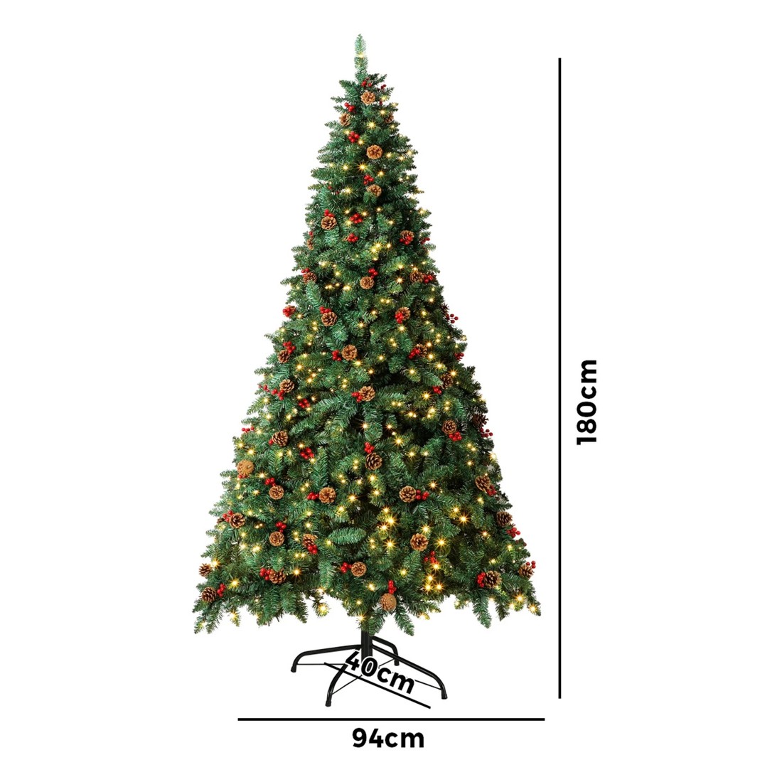 7 Tinseltown LED Christmas Tree 1.8M 6FT Xmas Trees Decor with Ornaments - Green, 7 of 7