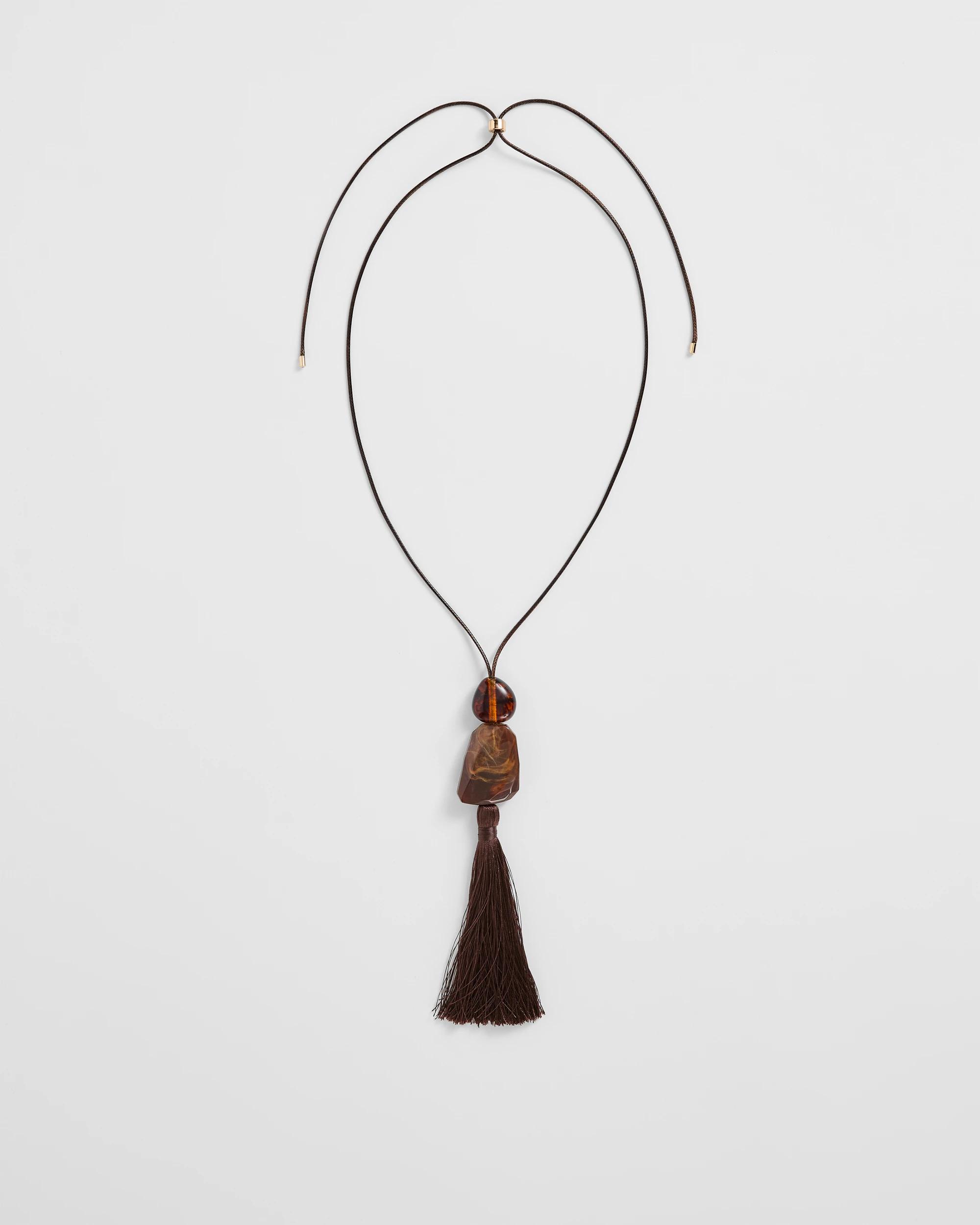 1 Target Woman Bead Tassel Pendant Necklace CHOCOLATE, 1 of 1