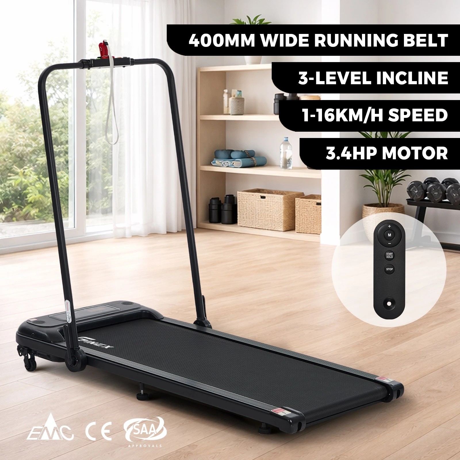 3 Finex Electric Walking Pad Foldable Under-Desk Treadmill - Black, 3 of 10