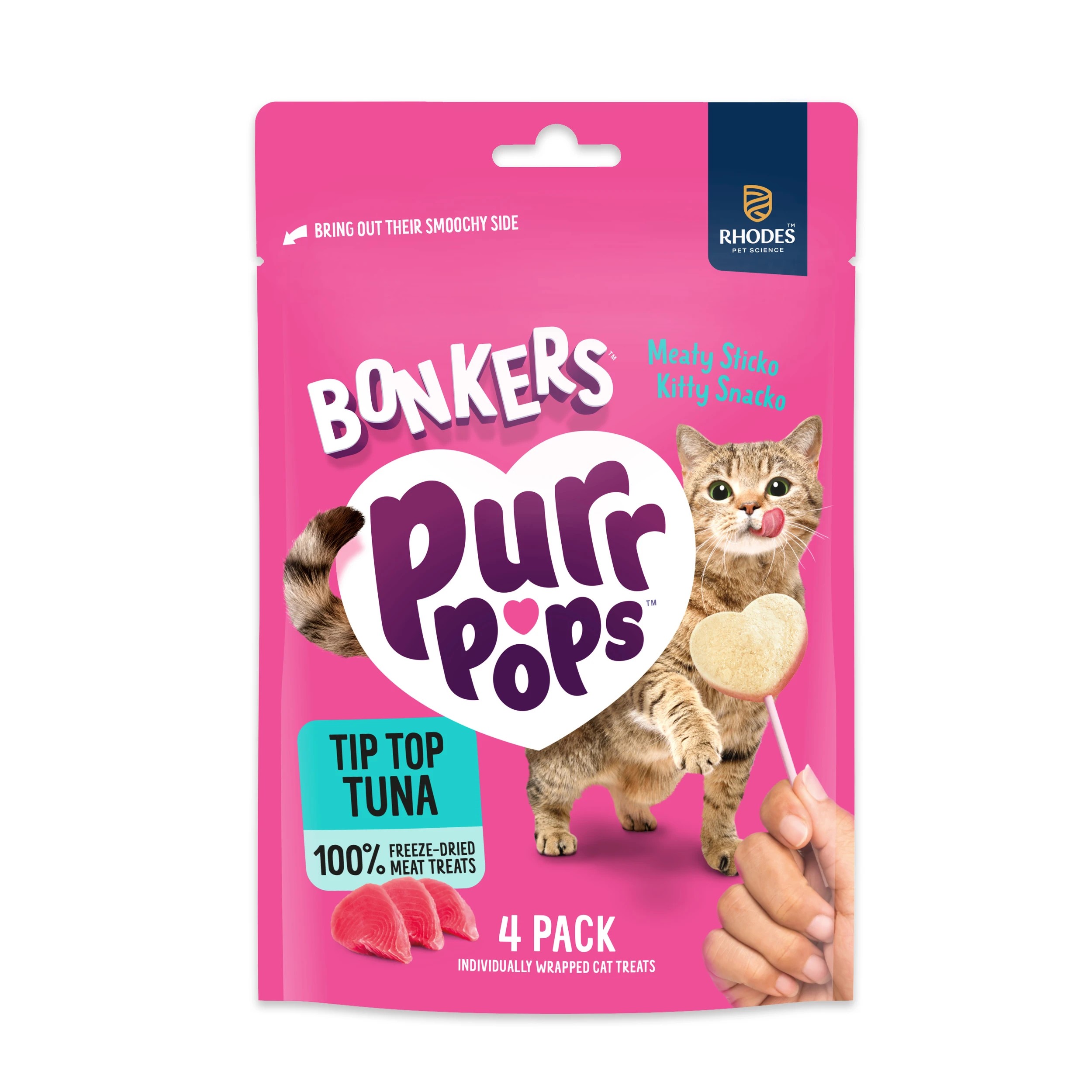 1 BONKERS Purrpops Freeze-Dried Tuna Flavored Lollipop Cat Treats, 1 of 10