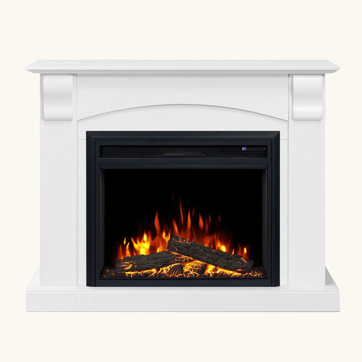 1 Moda Living Ascot Electric Fireplace Heater White Mantel Suite with Moonlight Insert - White, 1 of 10