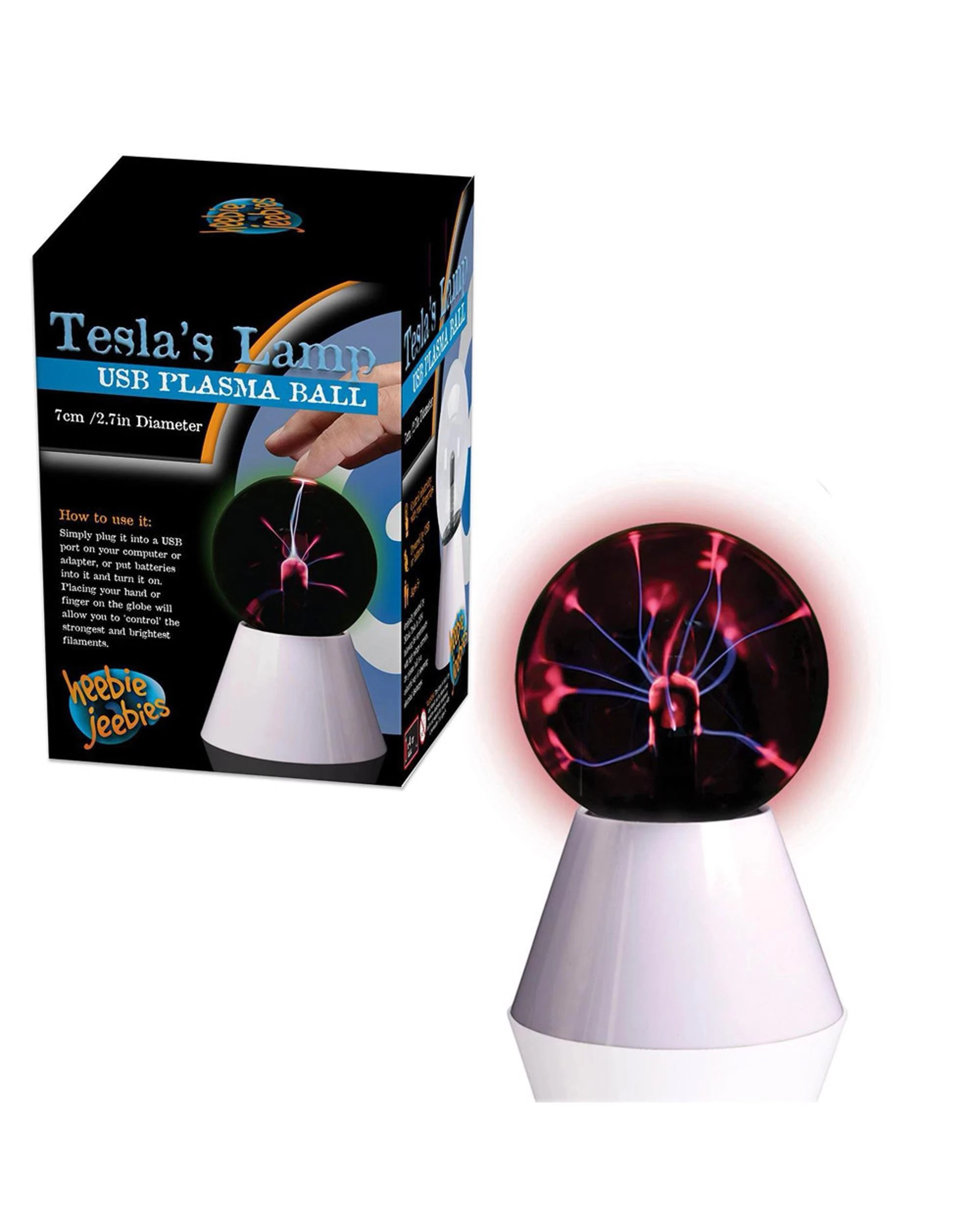 1 Heebie Jeebies Tesla's Lamp USB Plasma Ball 7cm Diameter, 1 of 1