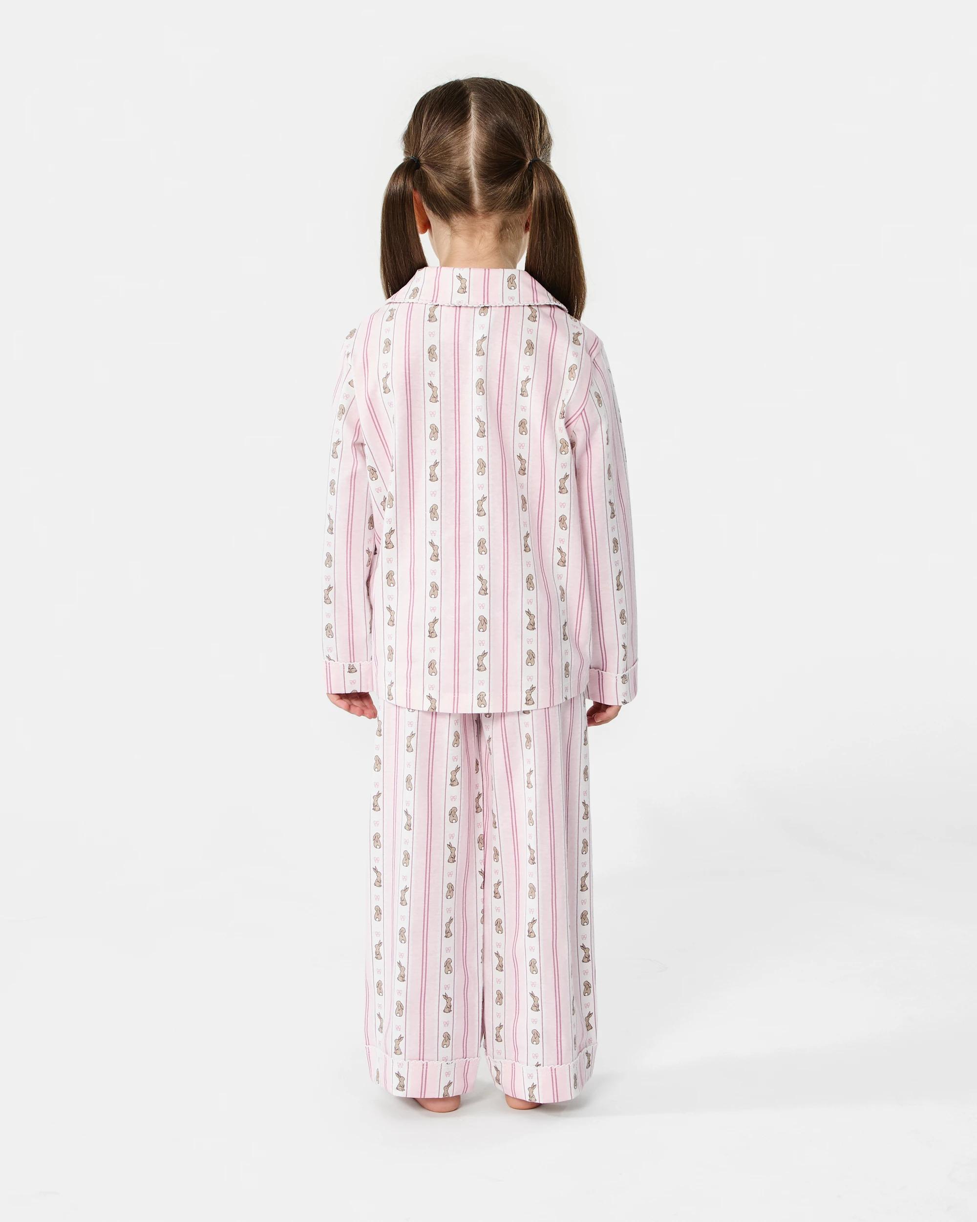 2 Button Through Pyjama Set Pnk Buny, 2 of 6