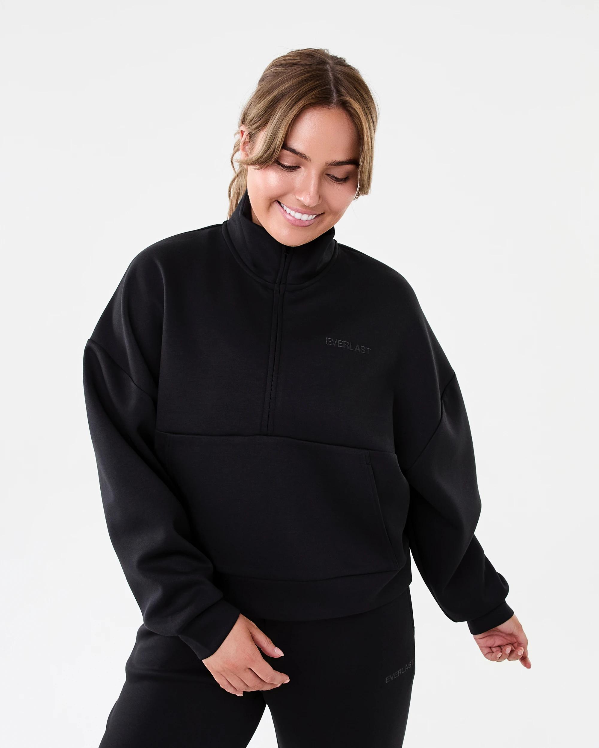 1 Everlast Womens Evercomfort 1/4 Zip Sweatshirt Black, 1 of 7