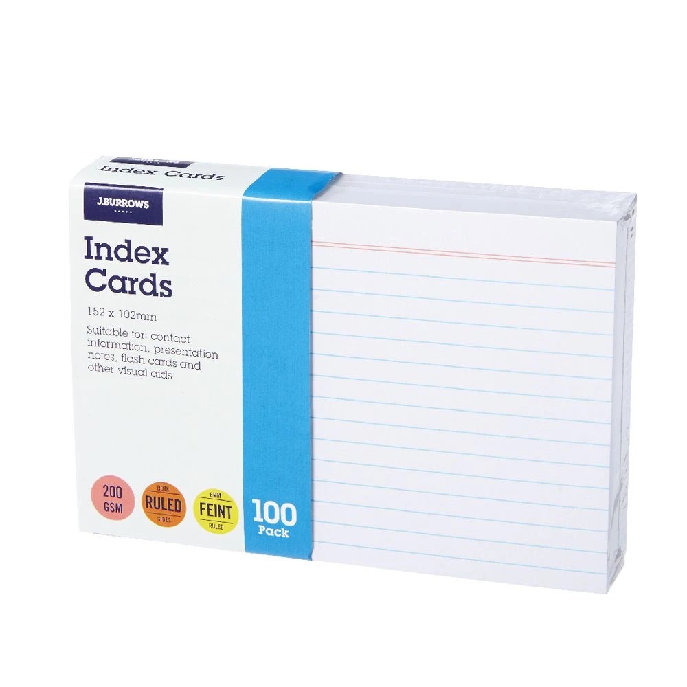 2 J.Burrows Index Cards Ruled 152 x 102mm White 100 Pack, 2 of 3