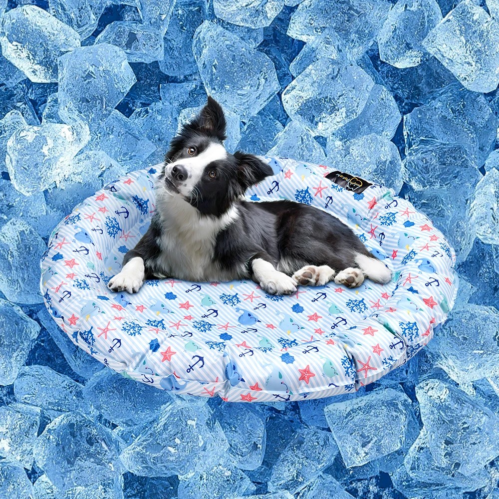 3 Petzly Pet Cooling Mat Dog Cat Bed Non-Toxic Sofa Large Summer Pad Round 82CM - Blue, 3 of 3