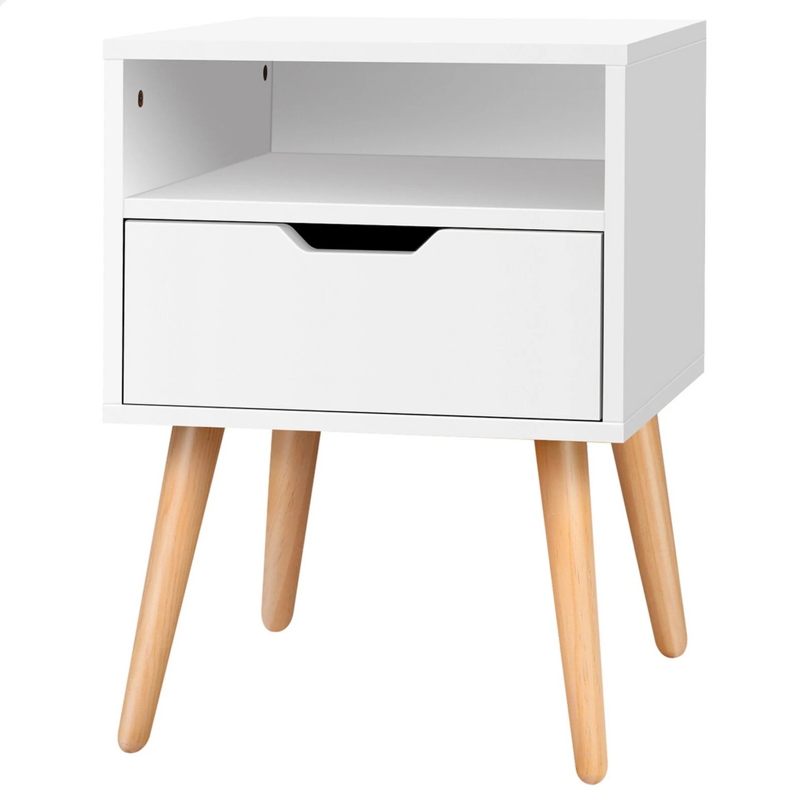 1 Alfordson Bedside Table Nightstand Side Storage Cabinet Scandinavian - White, 1 of 10