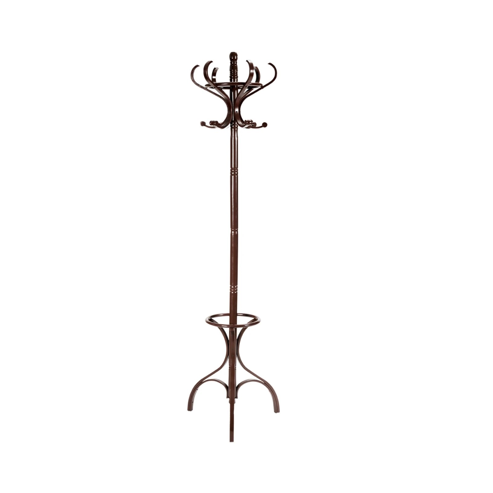1 Costway Wood Coat Rack Hat Stand Clothes Hanger w/Umbrellar Holder & 12 Hooks 1.8M, 1 of 8