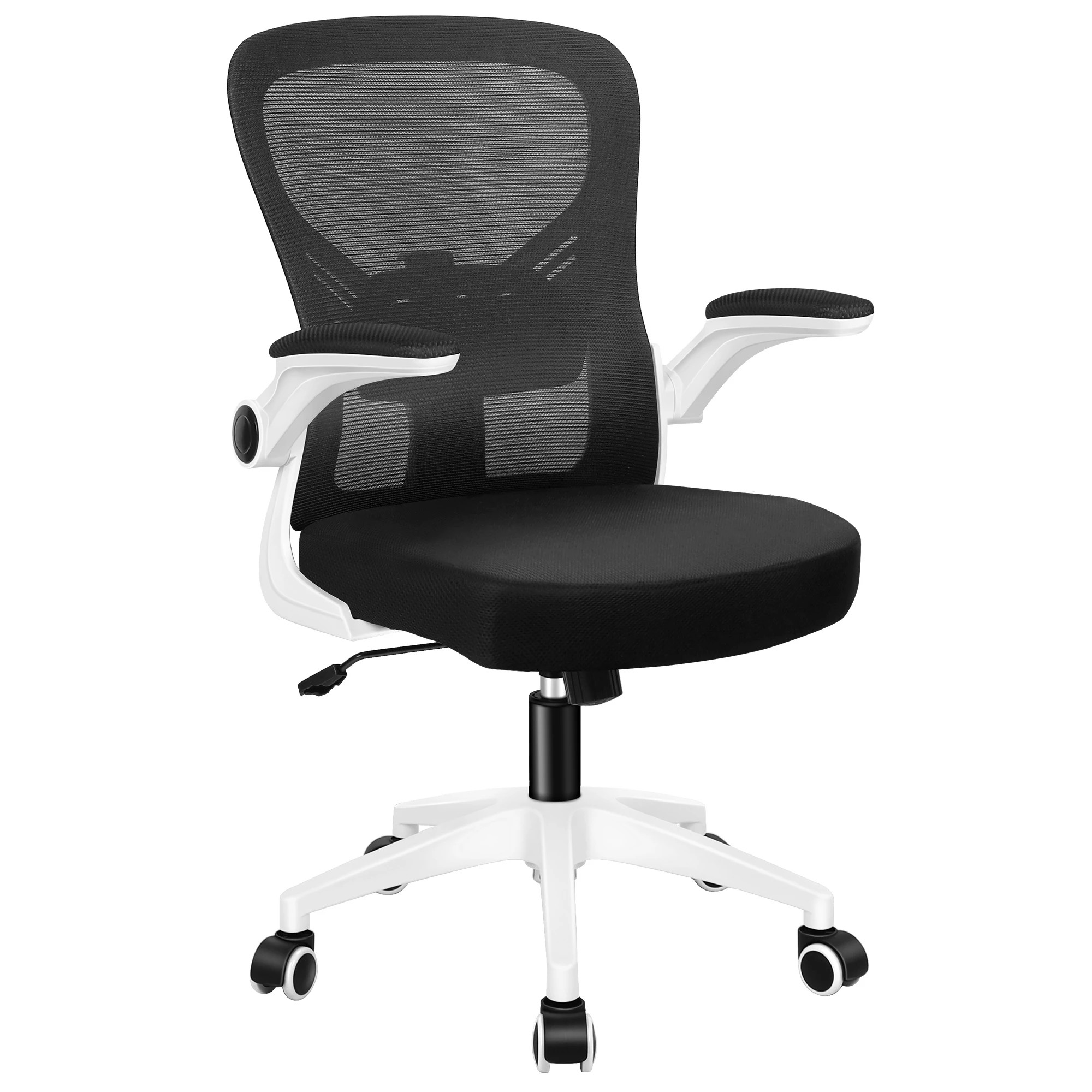 1 Alfordson Mesh Office Chair Executive Computer Tilt Fabric Seat Racing Work - White Black, 1 of 10