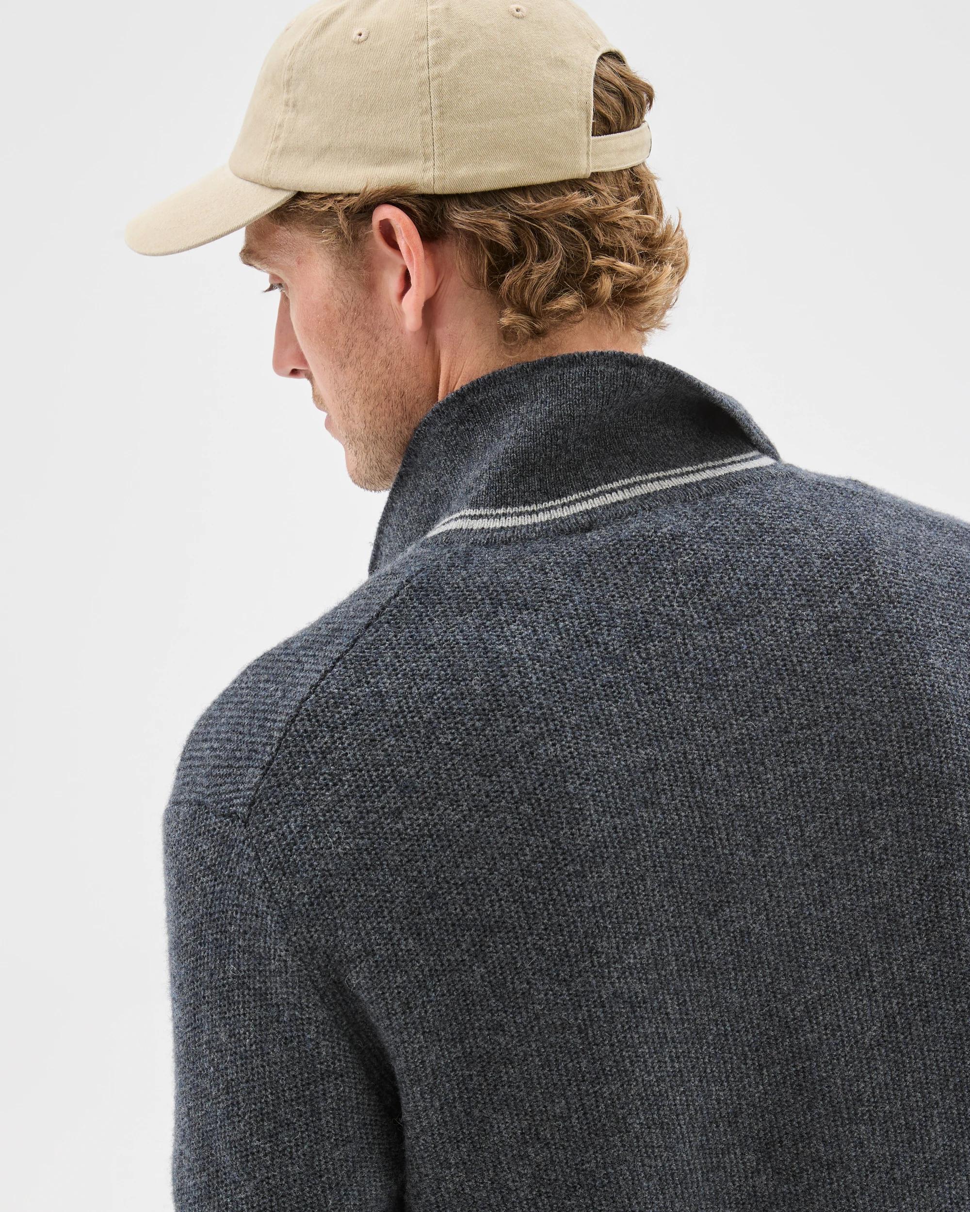 6 Target Man Lambswool Long Sleeve Knit Polo Top CHARCOAL, 6 of 7