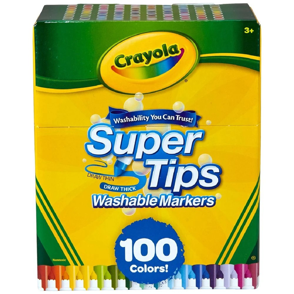 1 Crayola Washable SuperTips Markers 100 Pack Assorted, 1 of 3