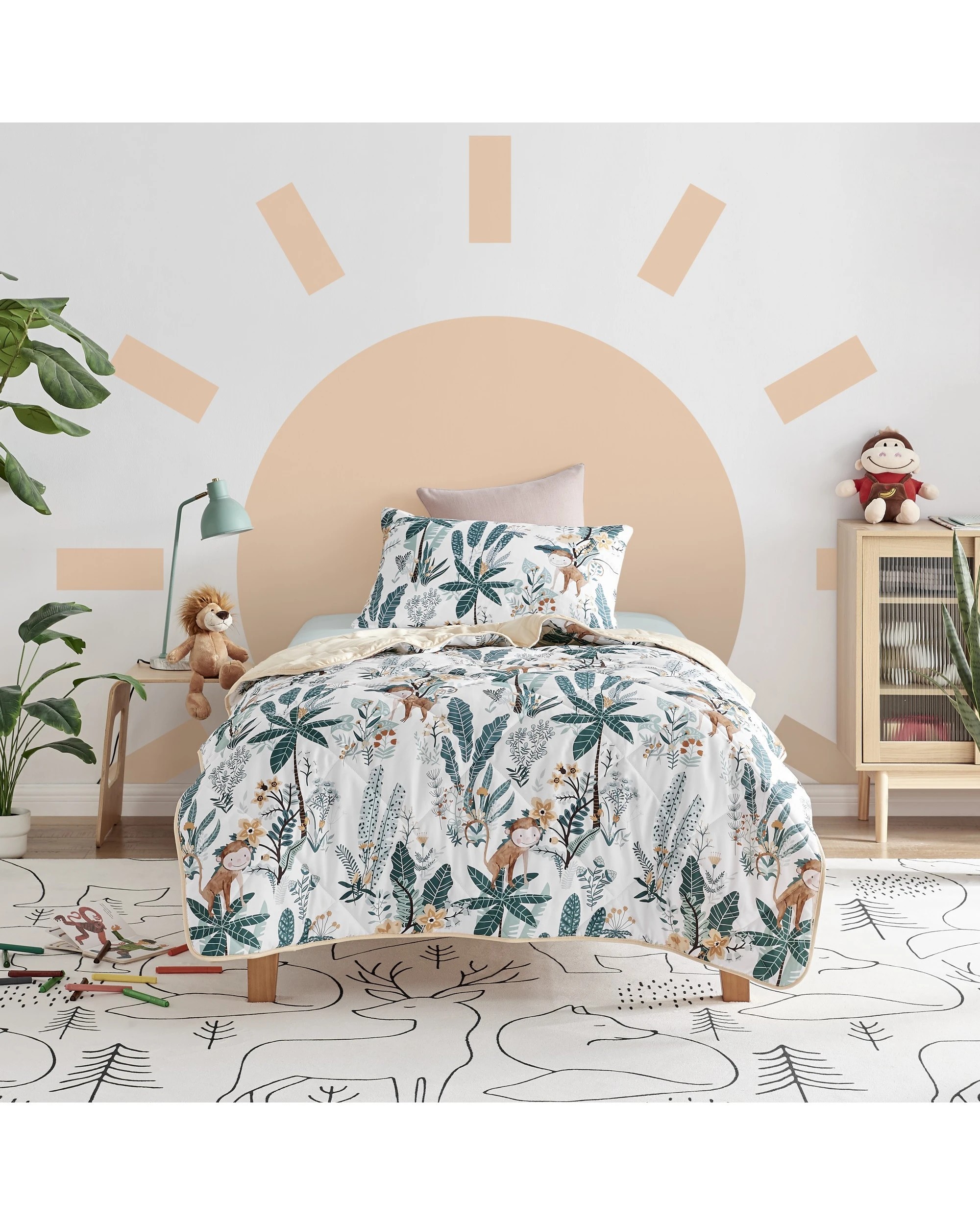 1 Jack & Ava Comforter Set Cheeky Monkey - Single Bed - Animal Print, 1 of 7