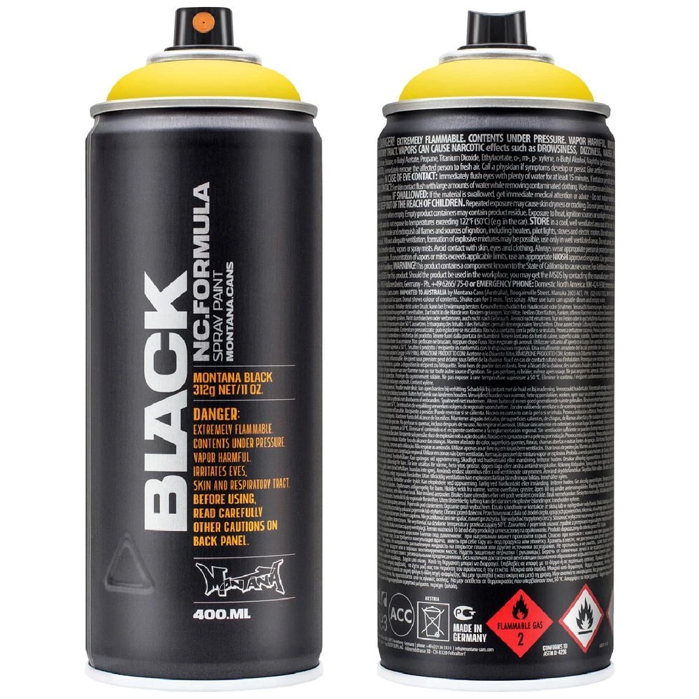 1 Montana BLACK Spray Paint 400 mL Power Yellow, 1 of 2