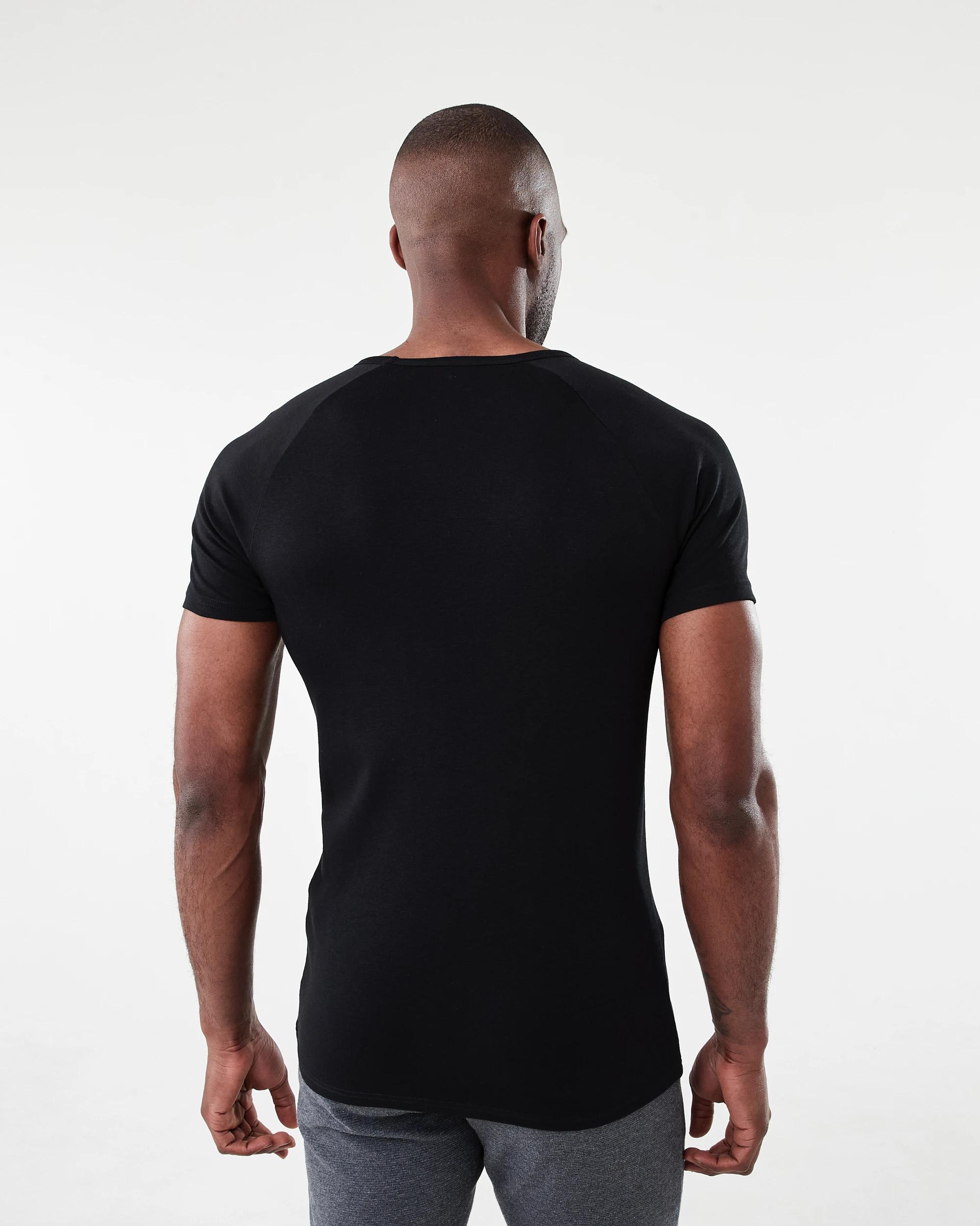 3 2 Pack Raglan Sleeve V-Neck Tee Black, 3 of 5