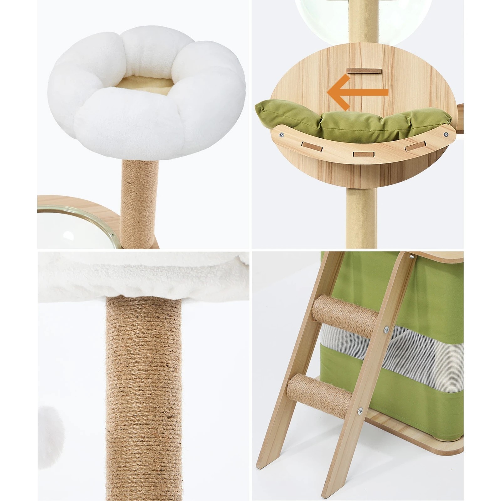 4 Alopet Cat Tree Tower Scratching Post Scratcher 196cm Condo House Bed Furniture
 - natural, 4 of 10