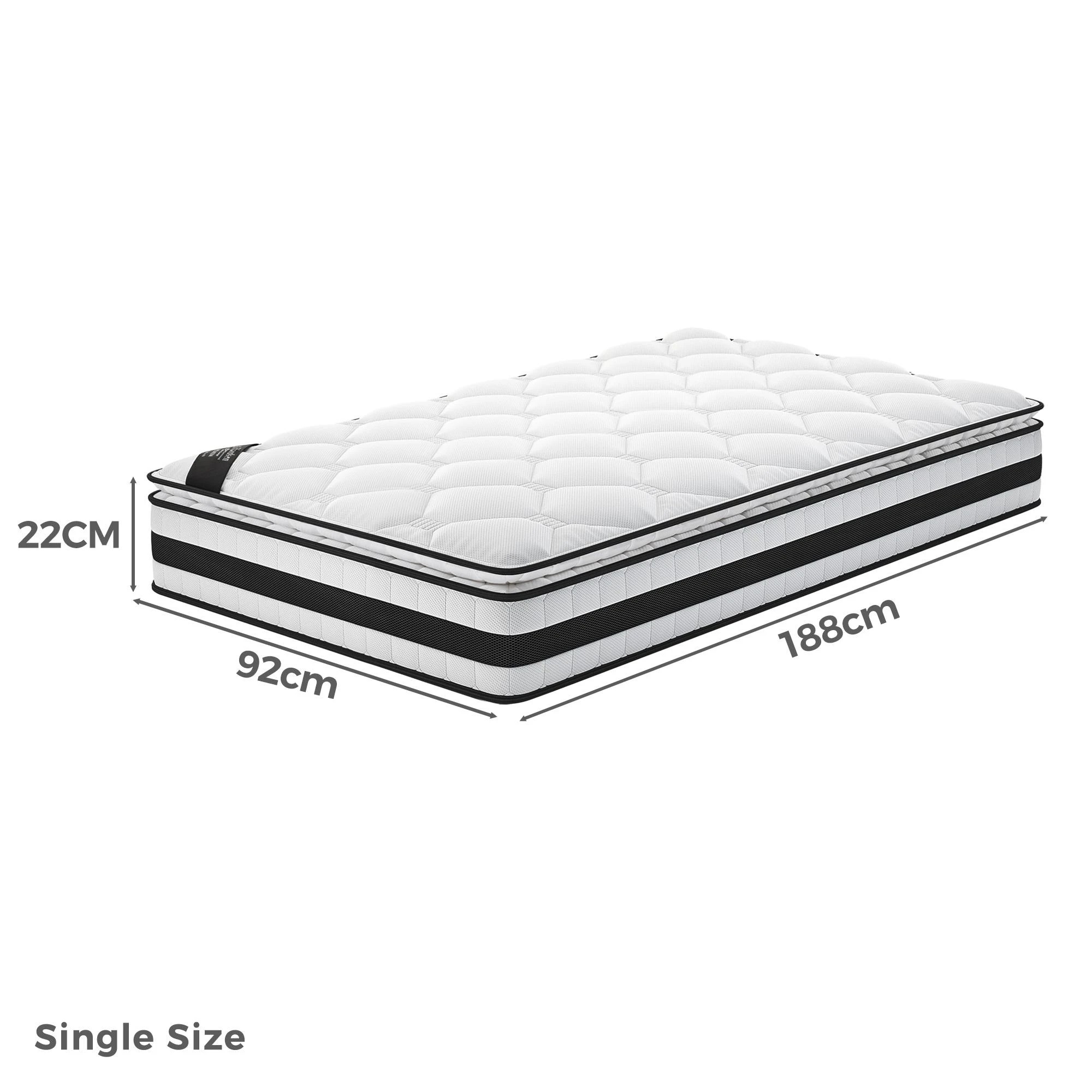 3 Alfordson 22cm Mattress Pillow Top Memory Foam Medium Firm - Single Bed, 3 of 10