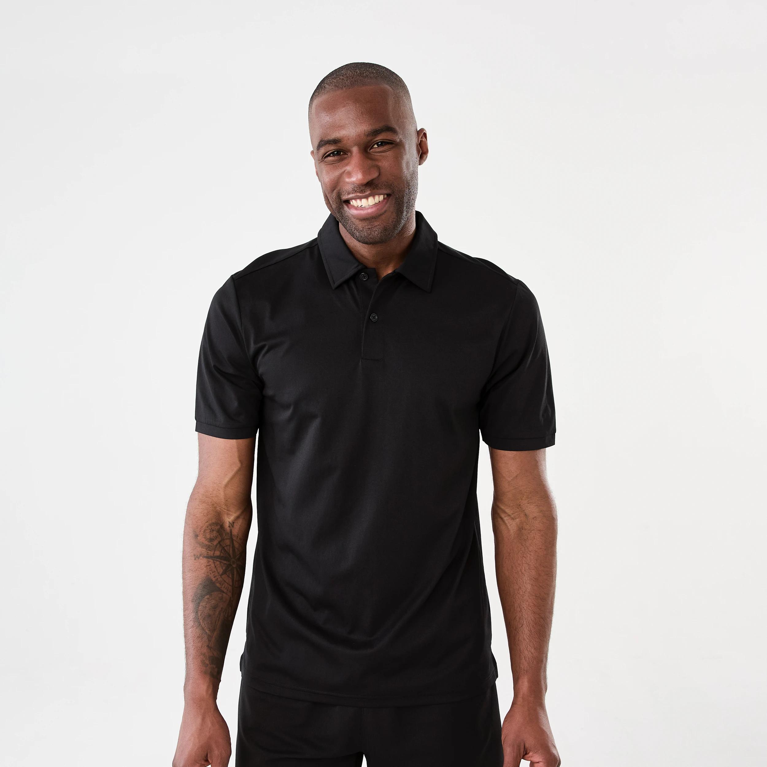 1 Active Mens Regular Training Polo Shirt BLACK, 1 of 6