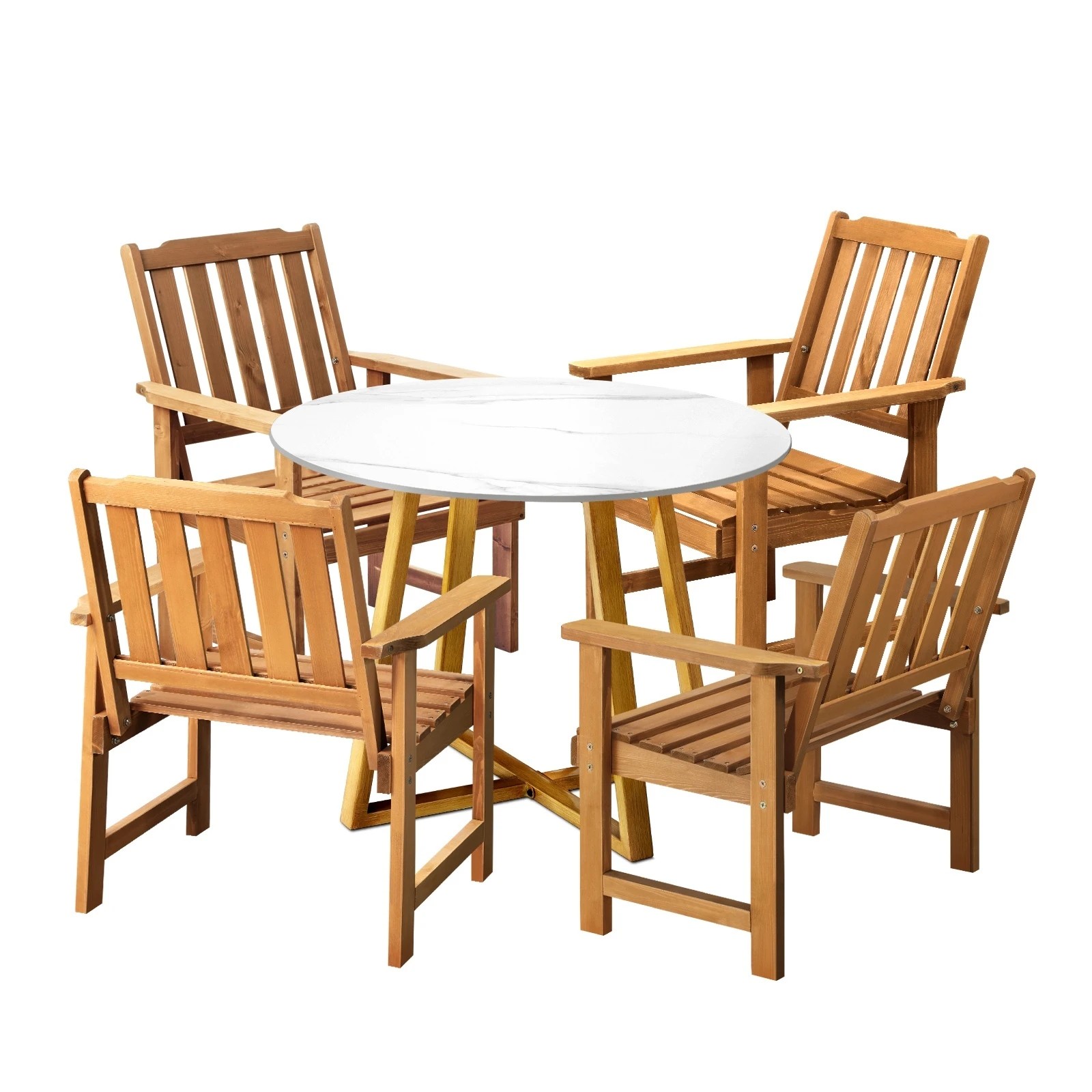 1 Livsip Outdoor Patio Set Solid Wood Chair and Table 5PC Furniture Dining Setting - Multi, 1 of 9