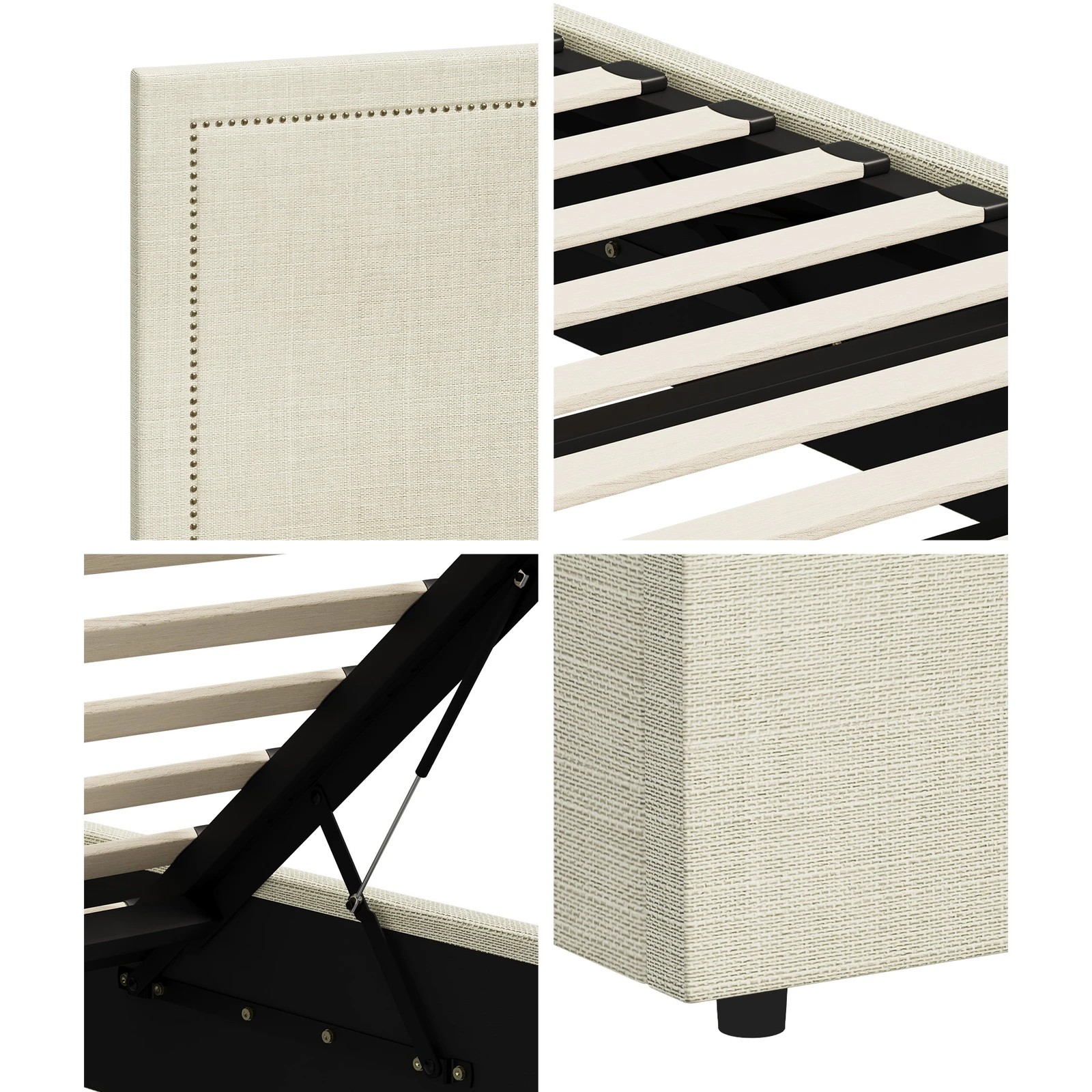 5 Oikiture Queen Bed Gas Lift Bed Frame
 - Beige, 5 of 10